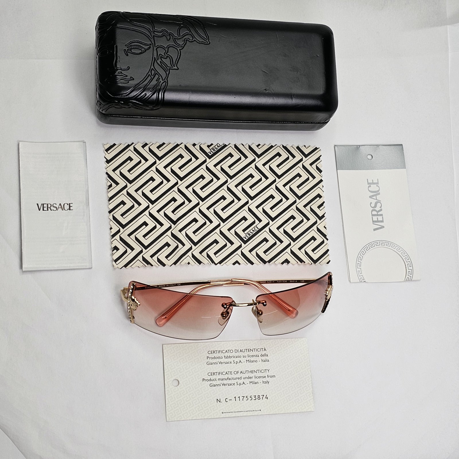 Versace Sunglasses 2004 Vintage Rimless Gold Crystals MOD N29-H N30/536 200124
