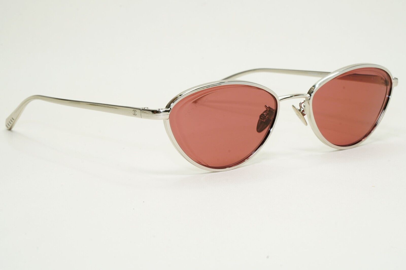 Chanel Sunglasses Silver Red Burgundy Cat Eye Metal 4255 c.124/0H 55mm