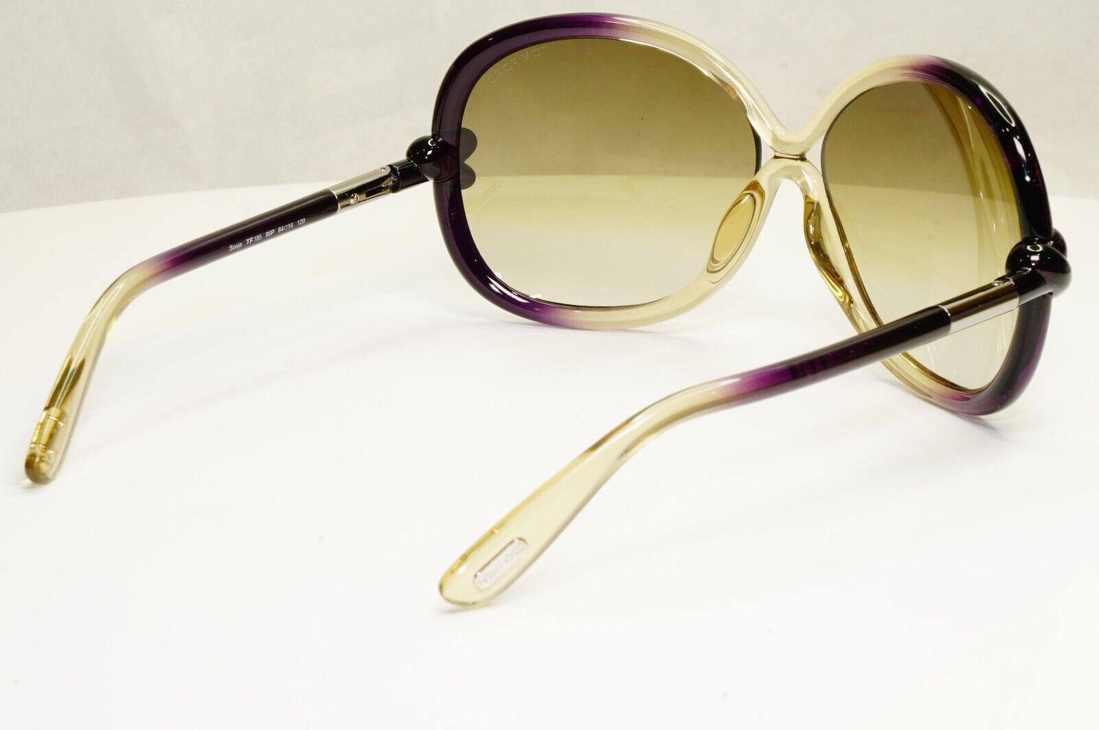 Tom Ford Oversized Sunglasses Knot Brown Gradient Purple TF 185 Sonja 95P 37809