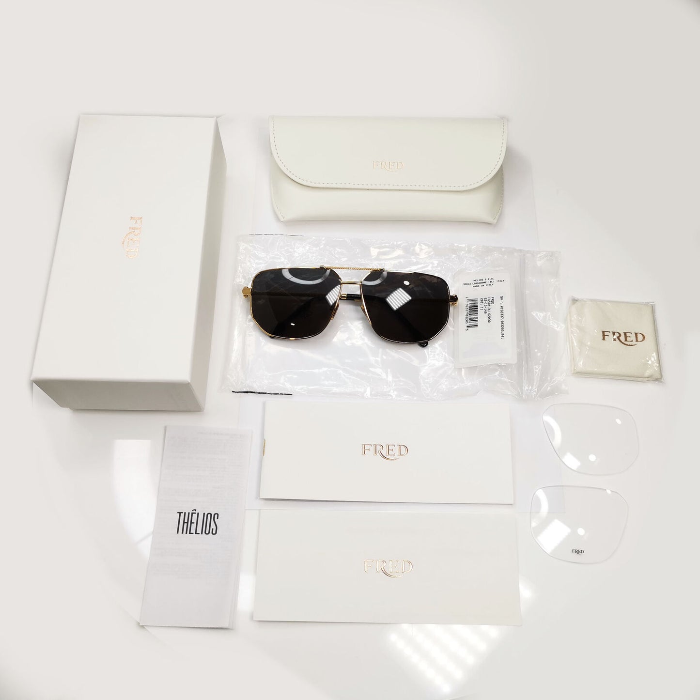 Fred Sunglasses FG50013U Gold Black Cable Twist Square Pilot 030 Force 10