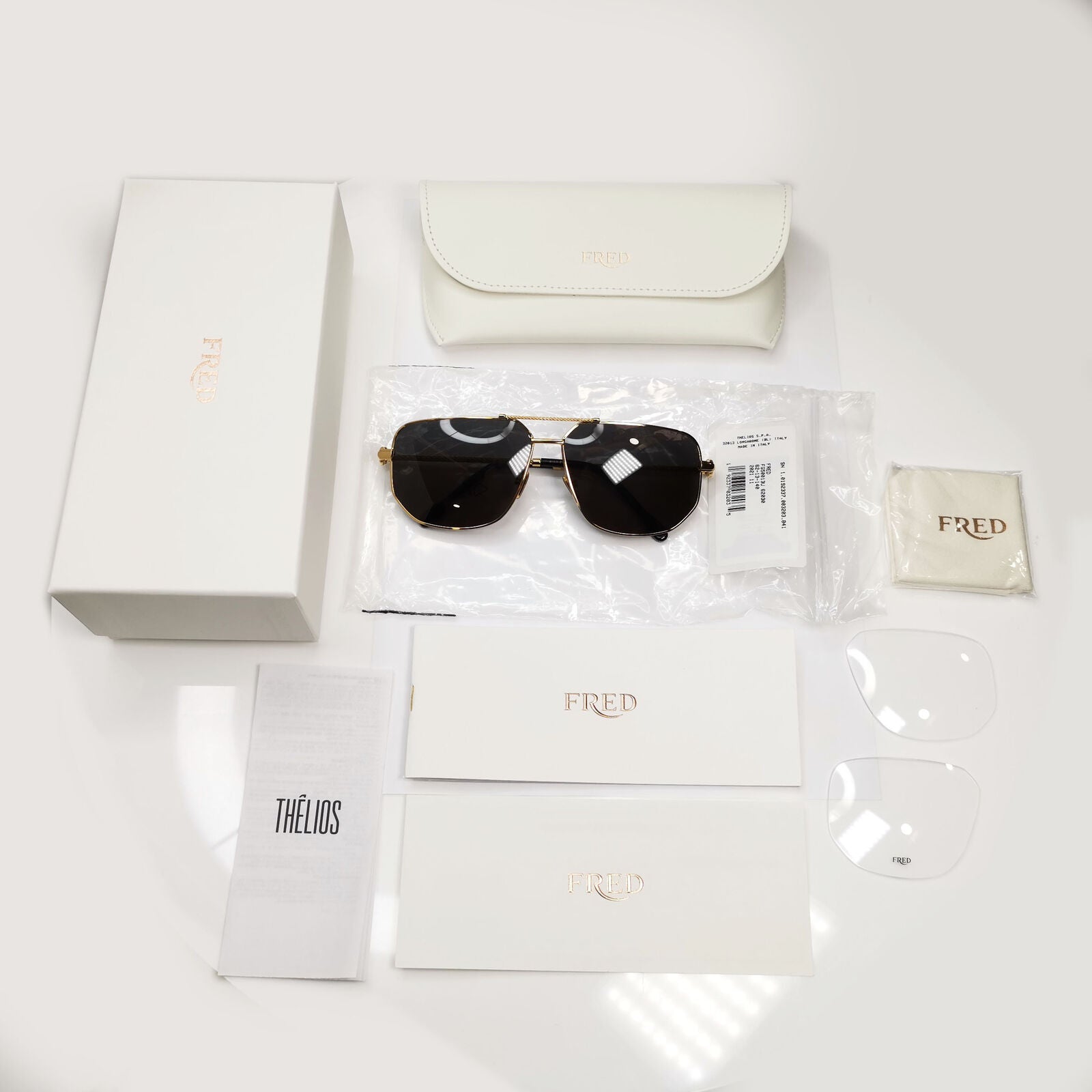 Fred Sunglasses FG50013U Gold Black Cable Twist Square Pilot 030 Force 10