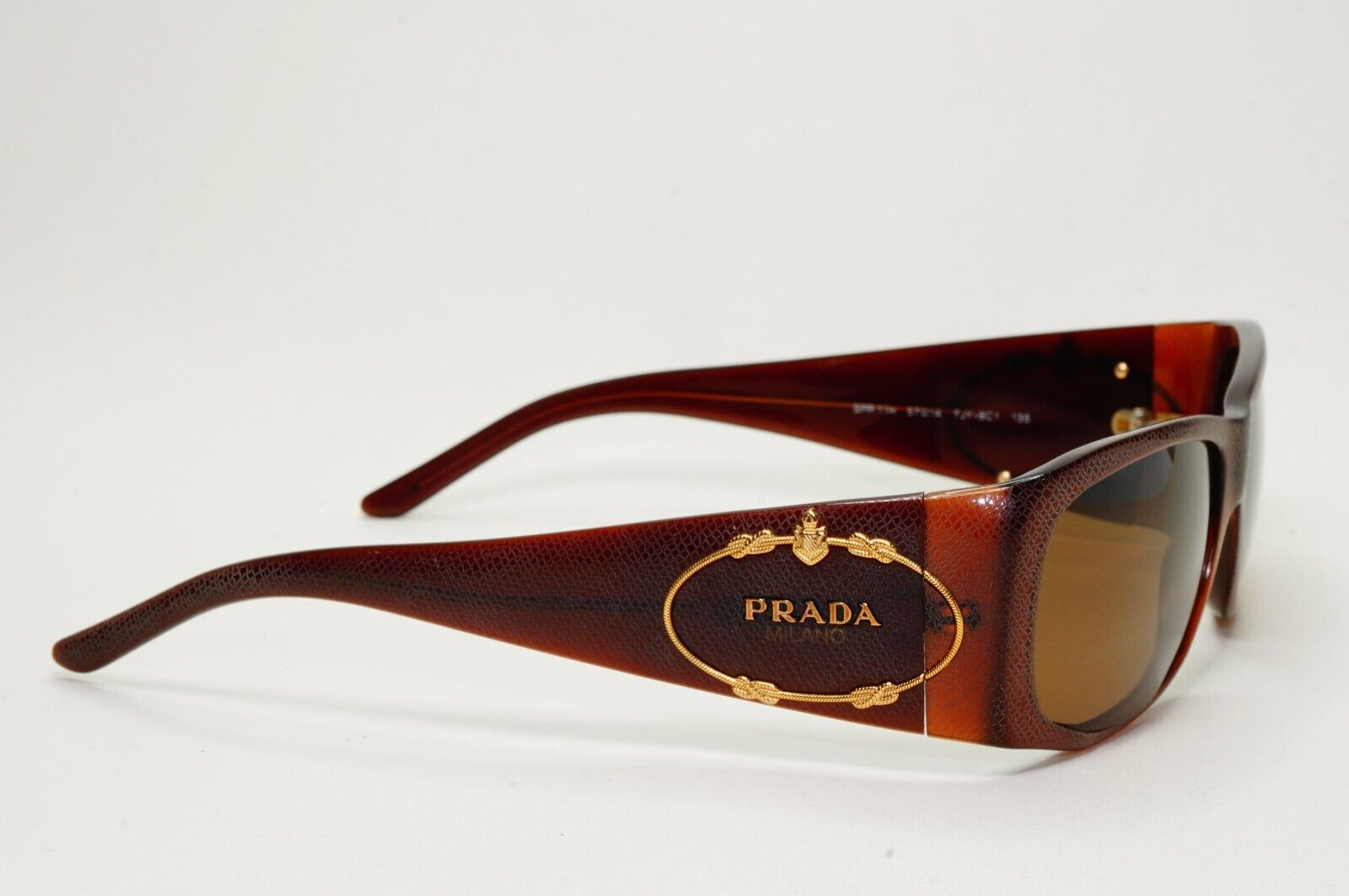 Prada Sunglasses 2007 Vintage Brown Saffiano Crest PR11HS SPR 11H 7JY-8C1 061024