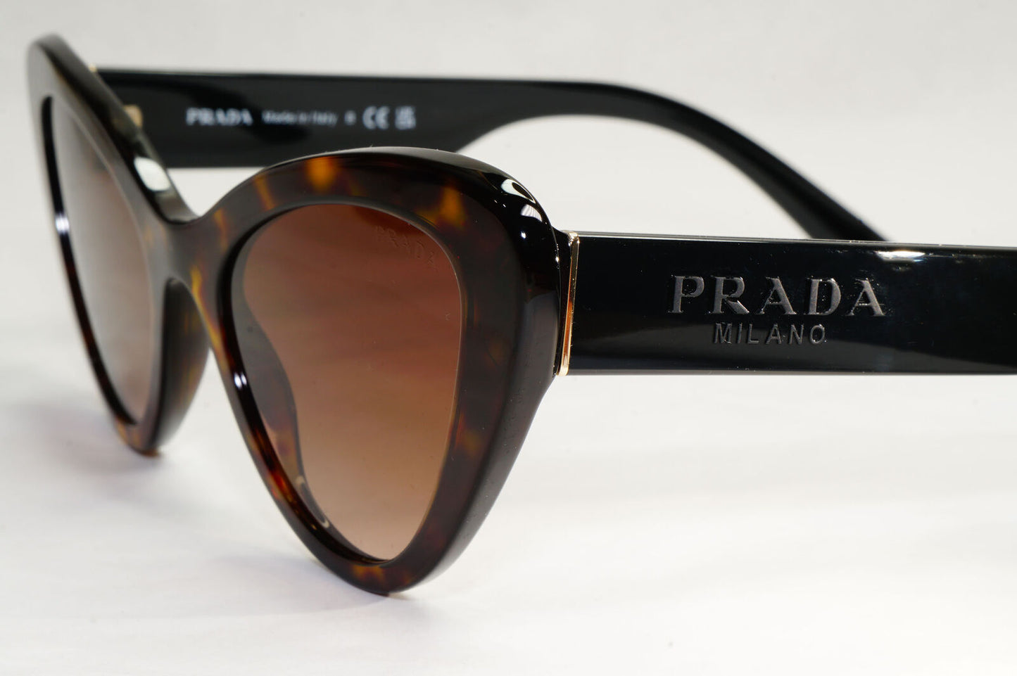Prada Sunglasses Brown Tortoise Black Cat Eye PR13YS SPR 13Y 2AU-6S1 52mm