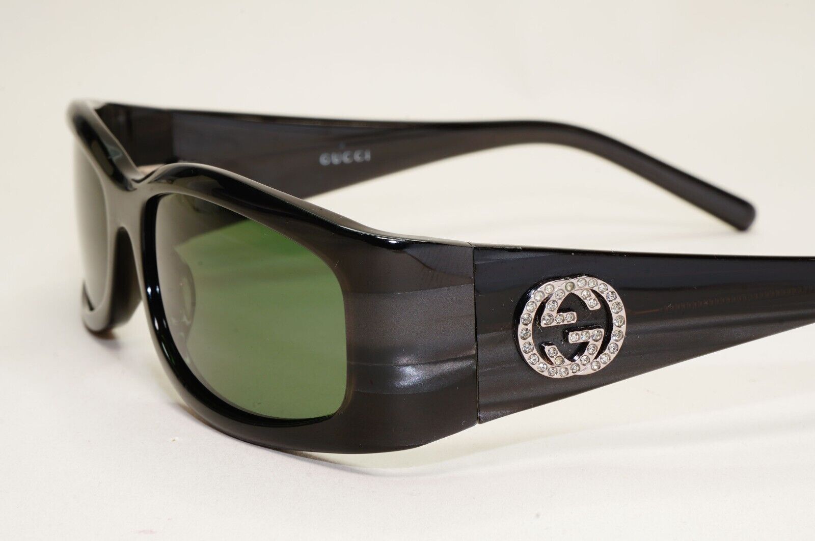 Gucci Sunglasses 1999 Vintage Grey Green Rectangle Crystal GG 2526/S AD7 051124