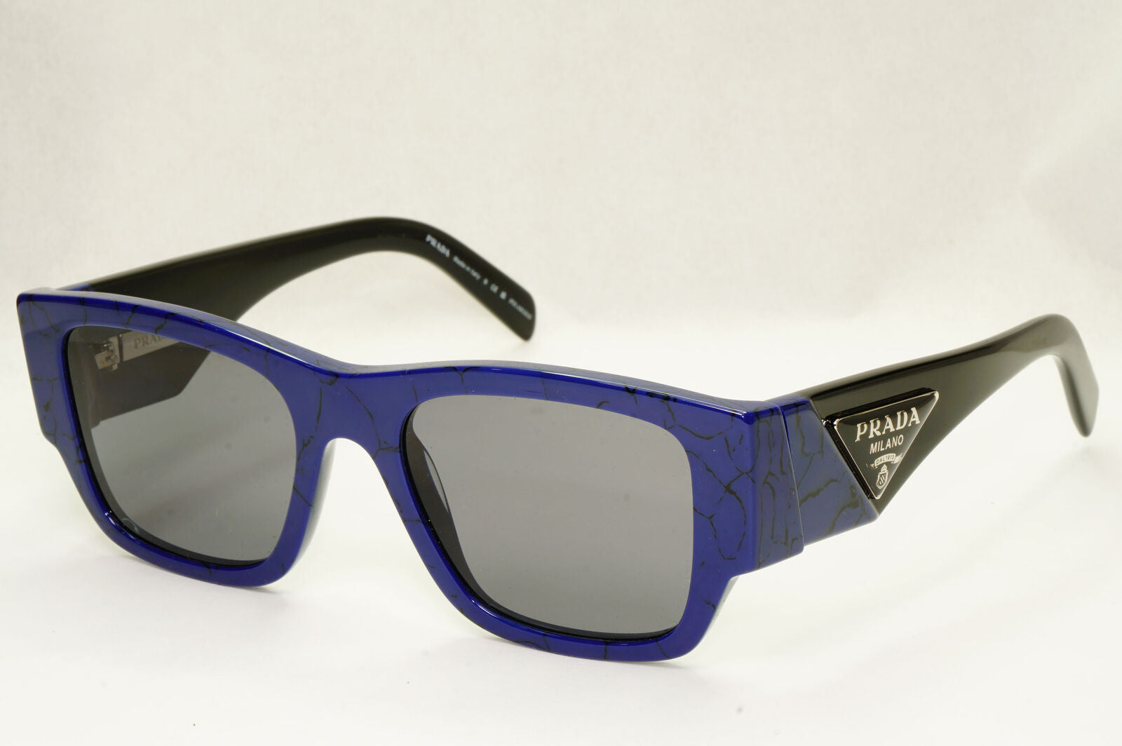 Prada Triangle Sunglasses Black Blue Polarized PR10ZS SPR 10Z 18D-5Z1