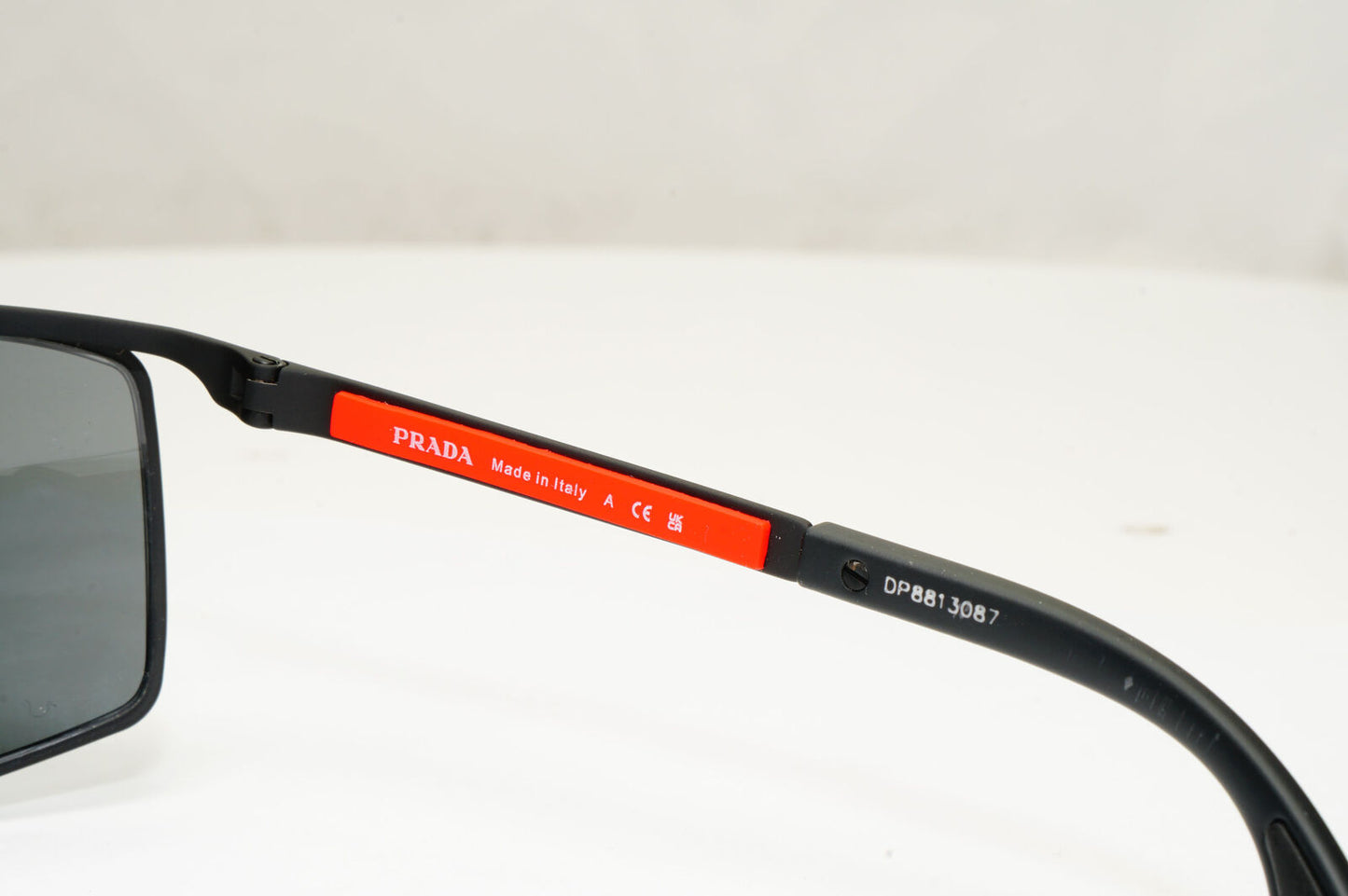 Prada Sunglasses Black Sport Wrap Around Red Stripe PS51WS SPS 51W DG0-06F