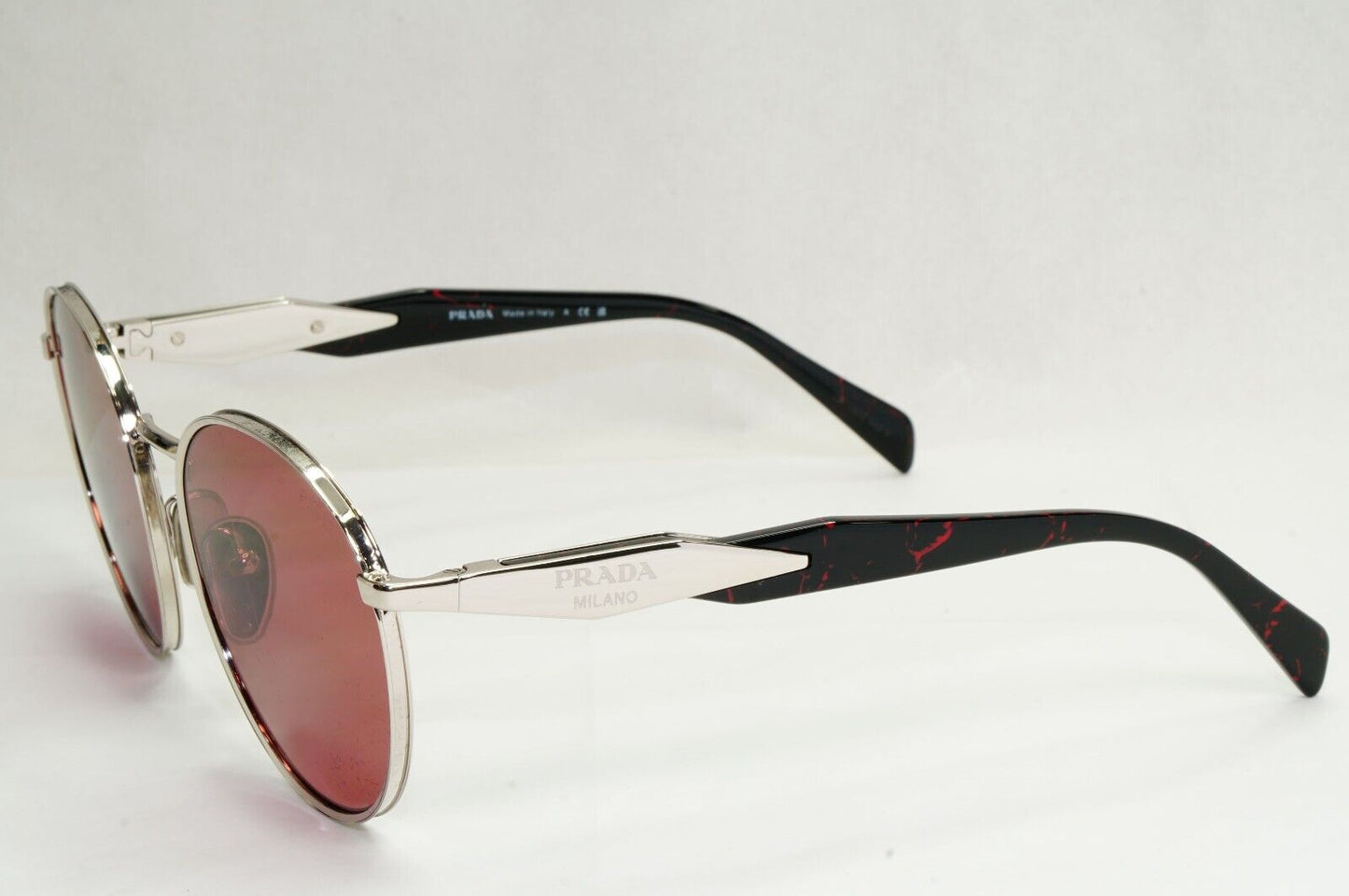Prada Sunglasses Silver Dark Violet Bordo Round Metal PR56ZS SPR 56Z 1BC-08S