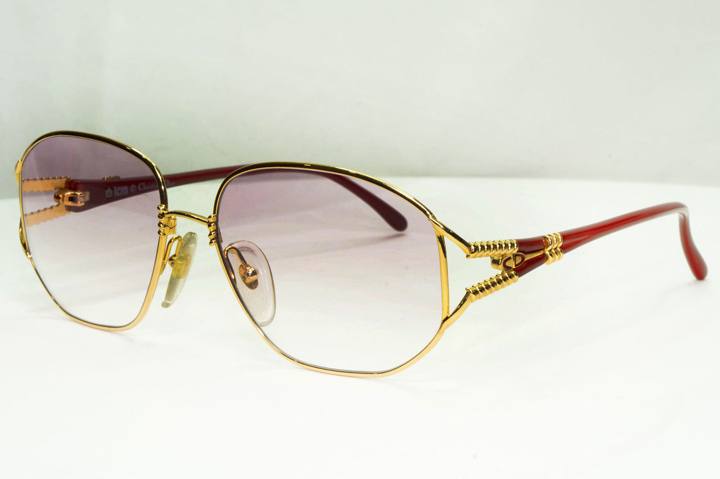 Dior Gold Red Sunglasses Vintage 1990s Germany Violet Womens Square 2492 43