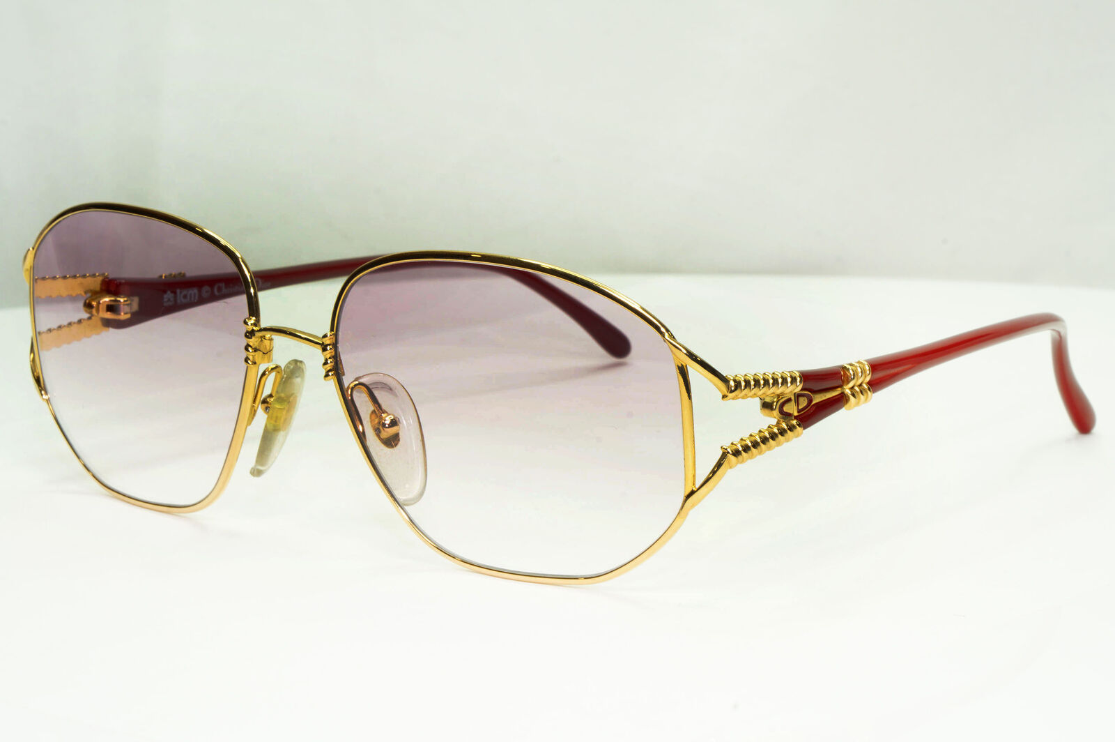 Dior Gold Red Sunglasses Vintage 1990s Germany Violet Womens Square 2492 43
