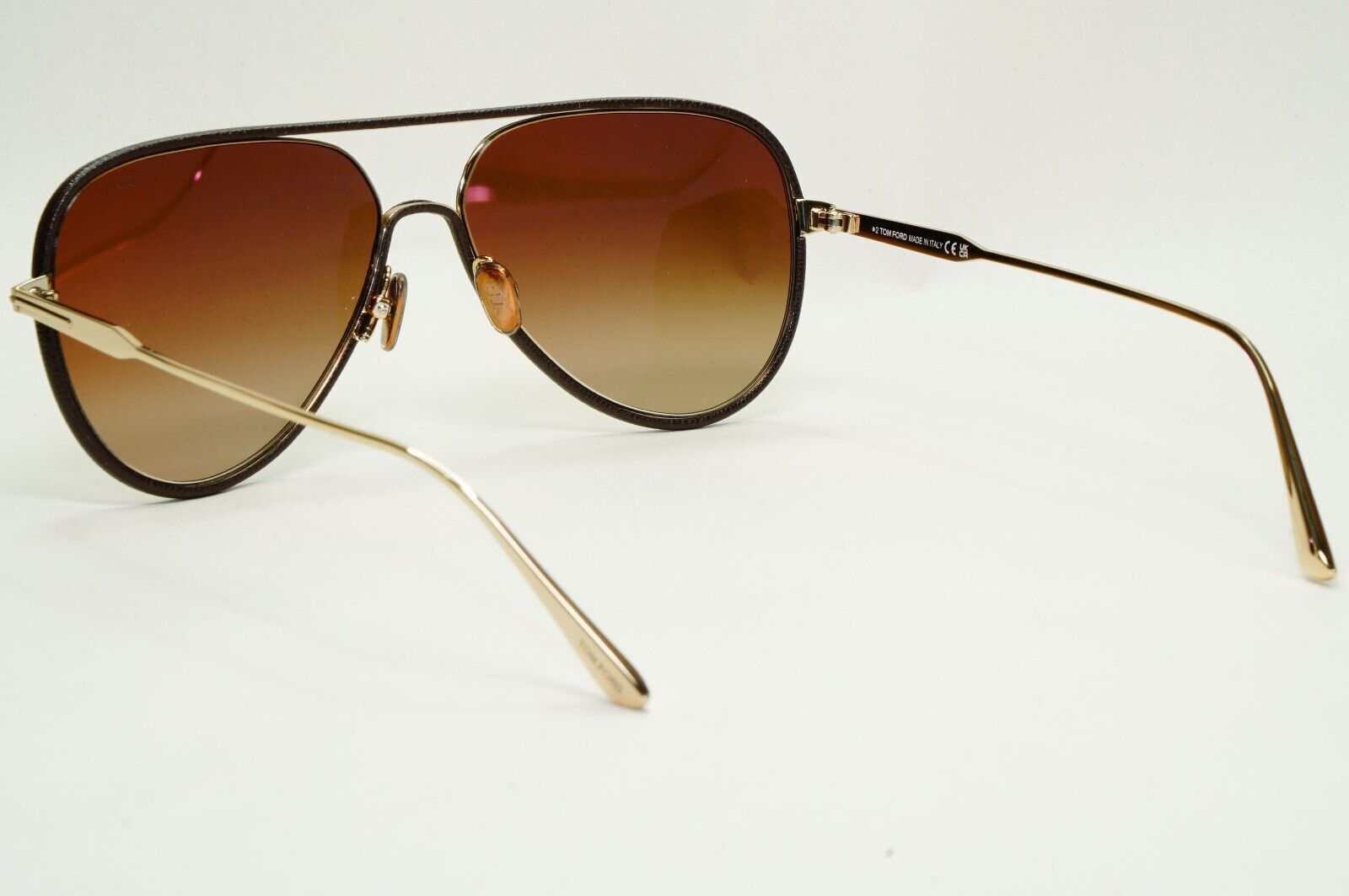 Tom Ford Sunglasses Jessie-02 24K Gold Plated Leather Pilot Brown FT1016 32G