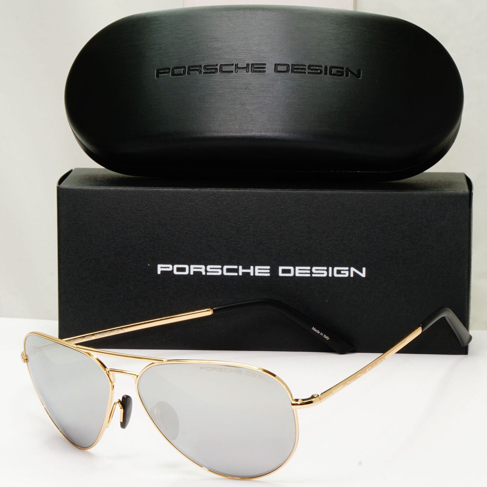 Porsche Design Sunglasses Silver Mirror Shiny Gold Pilot P8508 L 60mm