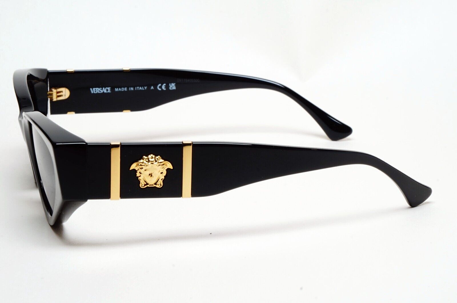 Versace Sunglasses Black Rectangle Grey Gold Medusa MOD VE 4454 GB1/87
