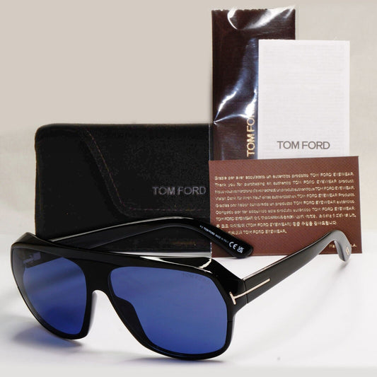 Tom Ford Sunglasses Hawkings-02 Black Glossy Dark Blue FT0908 TF 908 01V 62mm