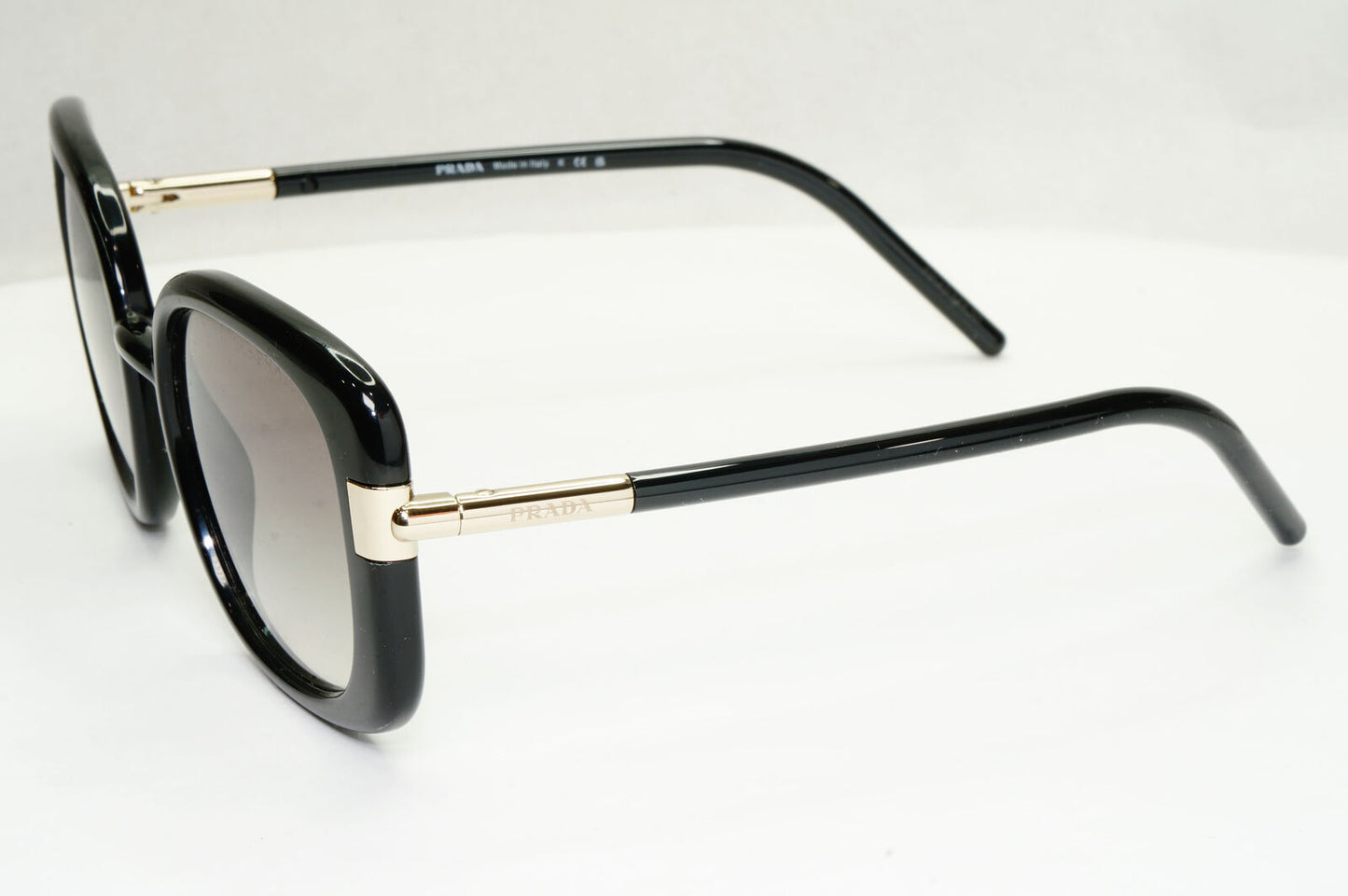 Prada Sunglasses Black Gold Square Grey Gradient 53mm PR04WS SPR 04W 1AB-0A7