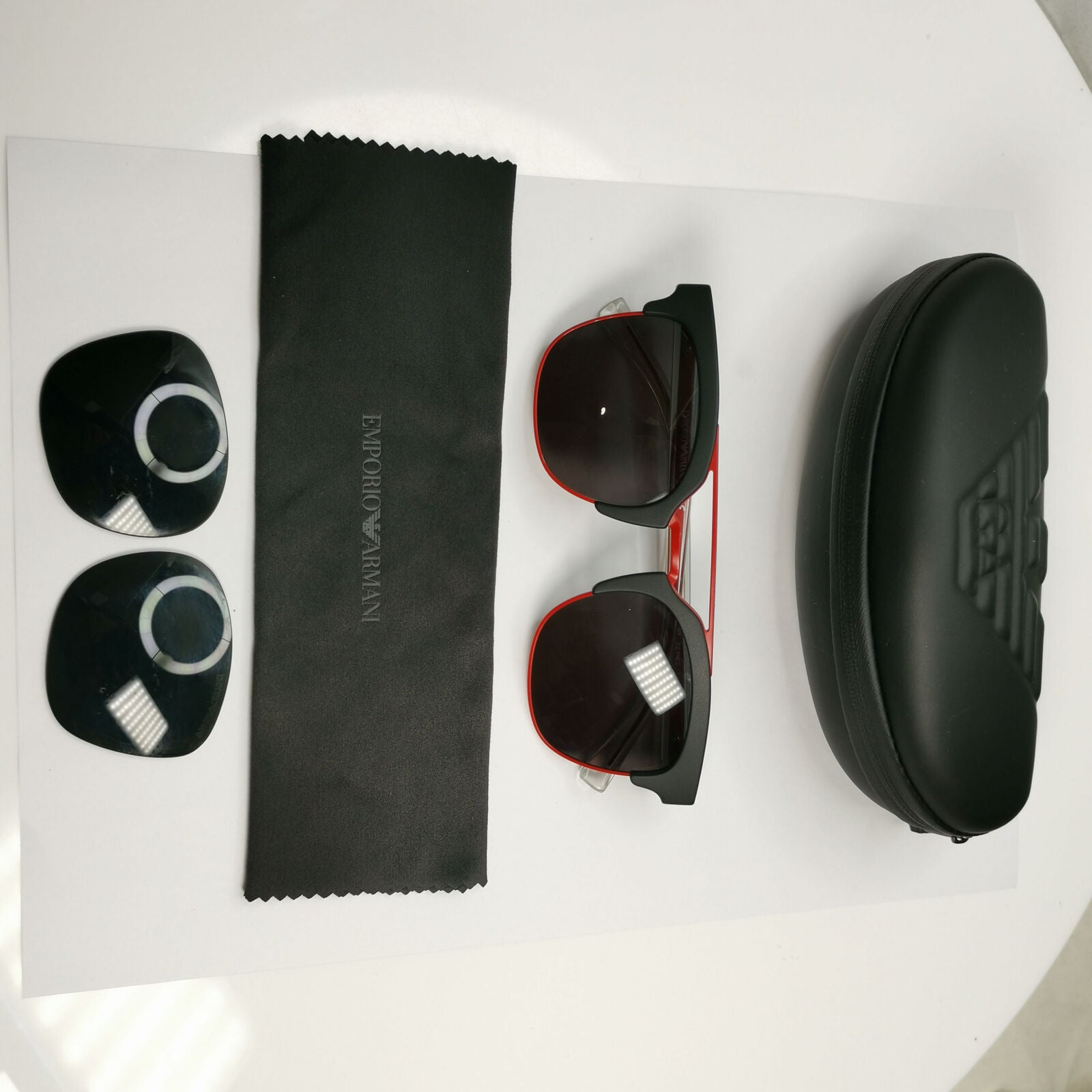 Emporio Armani Sunglasses Red Black Square Mens EA 4093 5042/87 141122