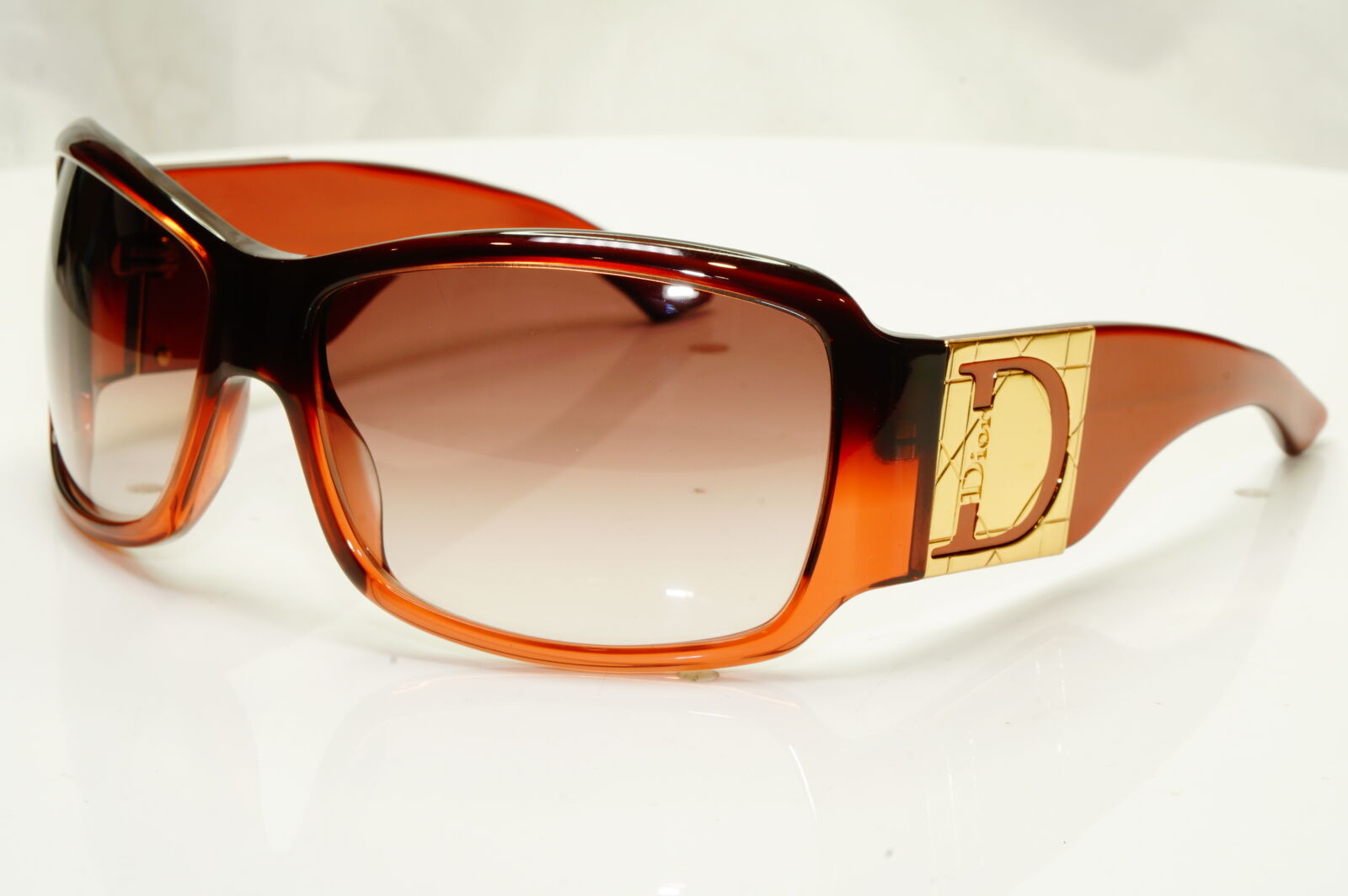 Authentic Dior Womens Rectangle Sunglasses Brown Havana Gold Shaded 1 QJPS2