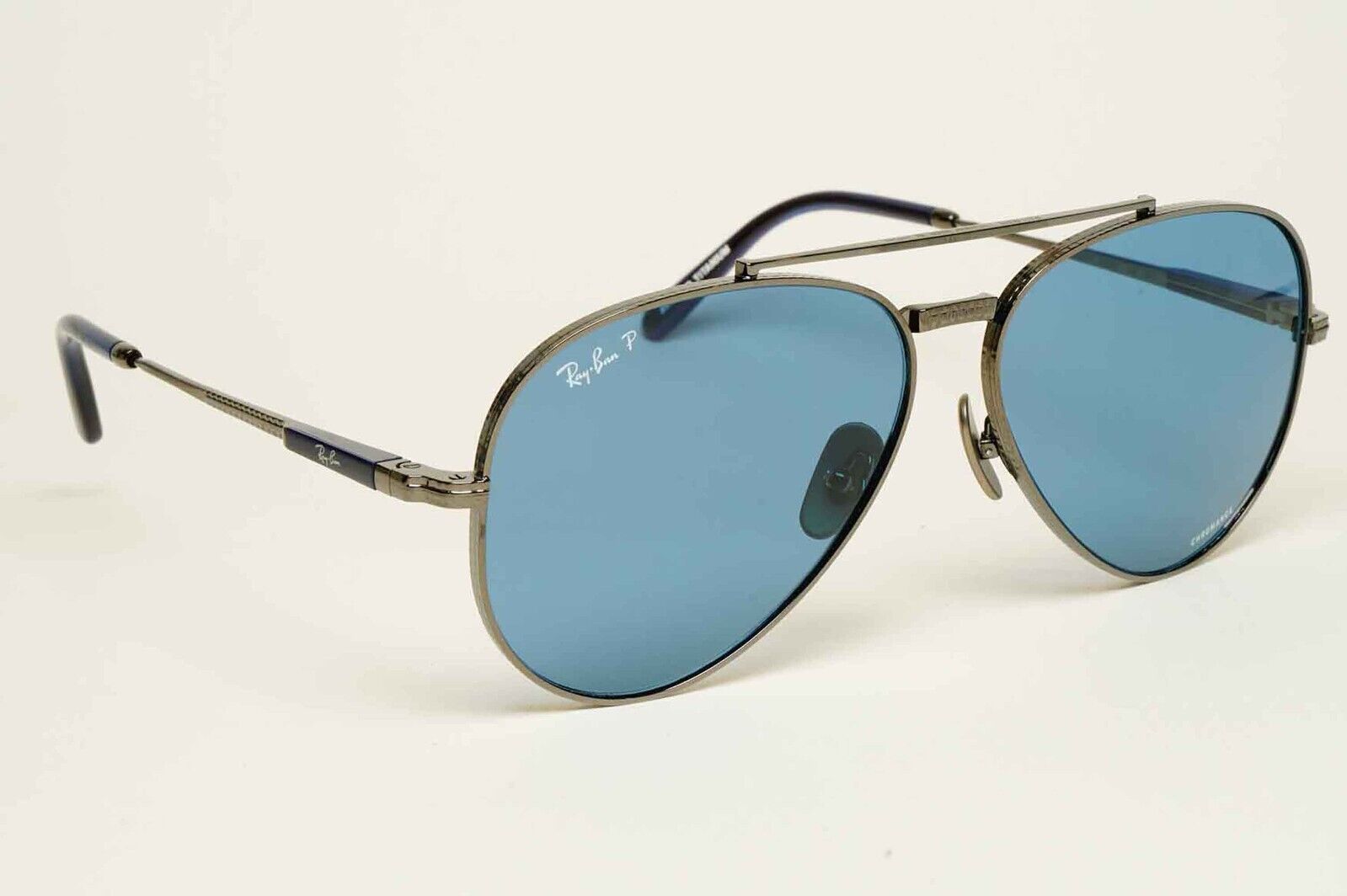 Ray-Ban Sunglasses Aviator Titanium Polarised Gunmetal Blue RB 8225 3142/S2 62mm