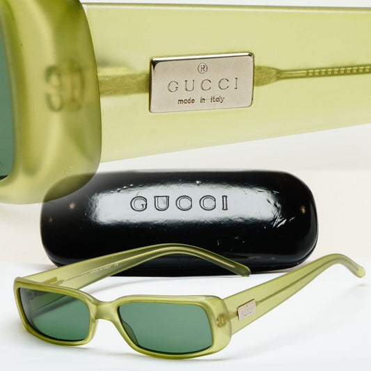 Gucci Sunglasses 1998 Vintage Green Transparent Rectangle GG 2450/S E8P 070125