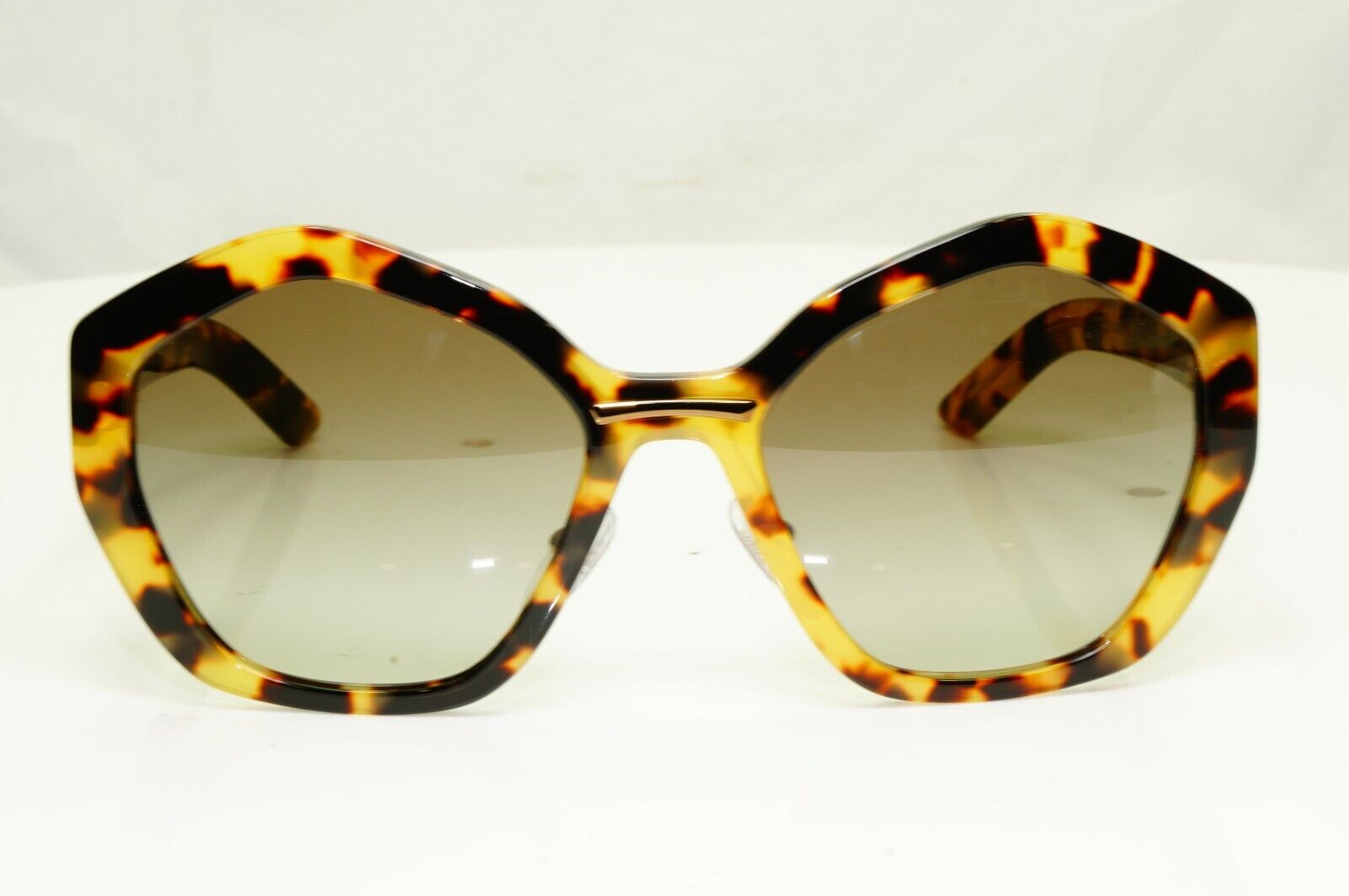 Authentic Prada Womens Sunglasses Brown Angular Hexagon SPR 08X 7S05O2 Oversized