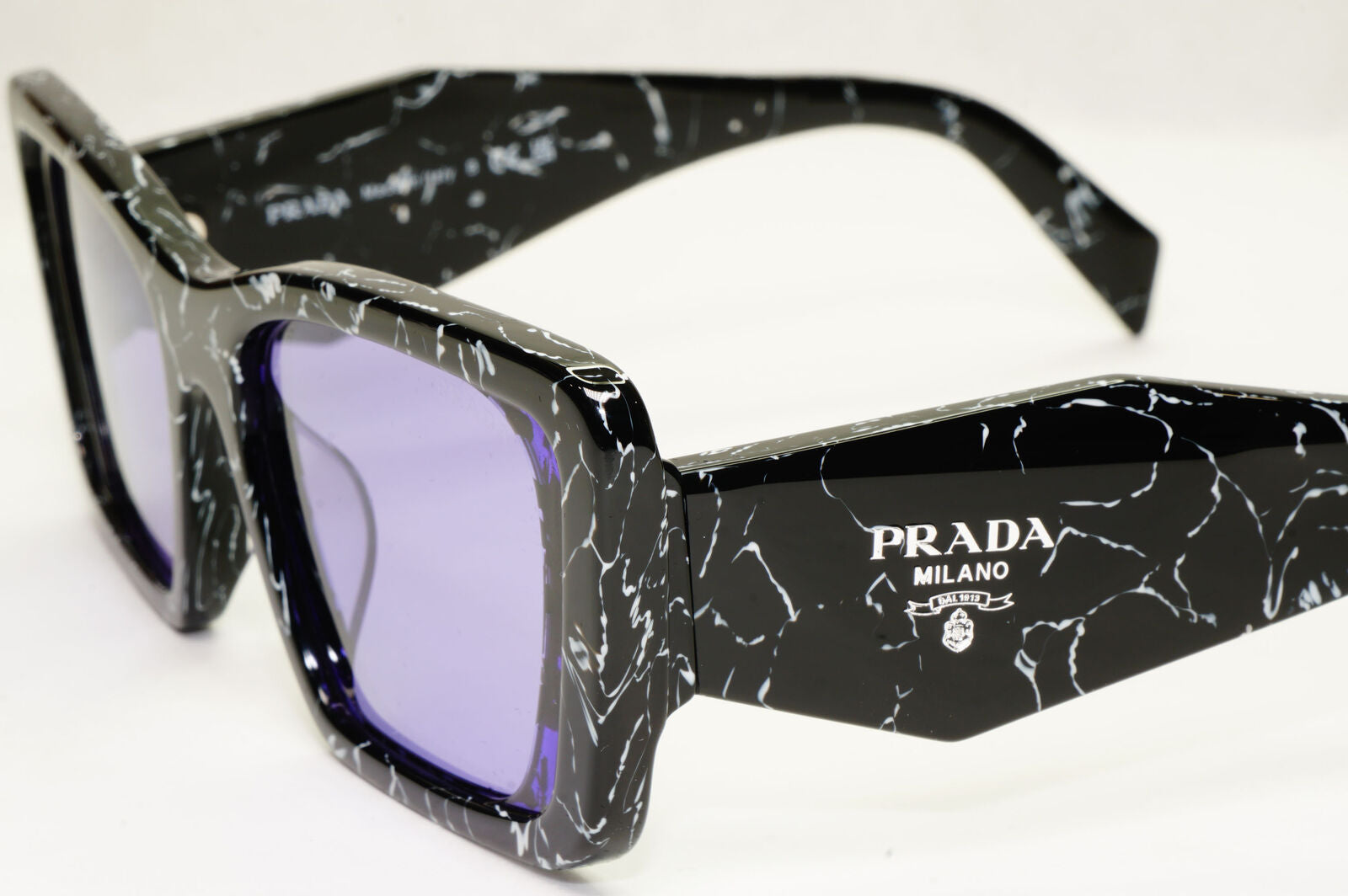 Prada Symbole Sunglasses Black White Marble Violet PR08YS SPR 08YF 03V01O