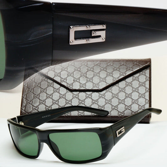 Gucci Sunglasses 1997 Vintage Grey Marble Green Square GG 1494/S AD7 280125