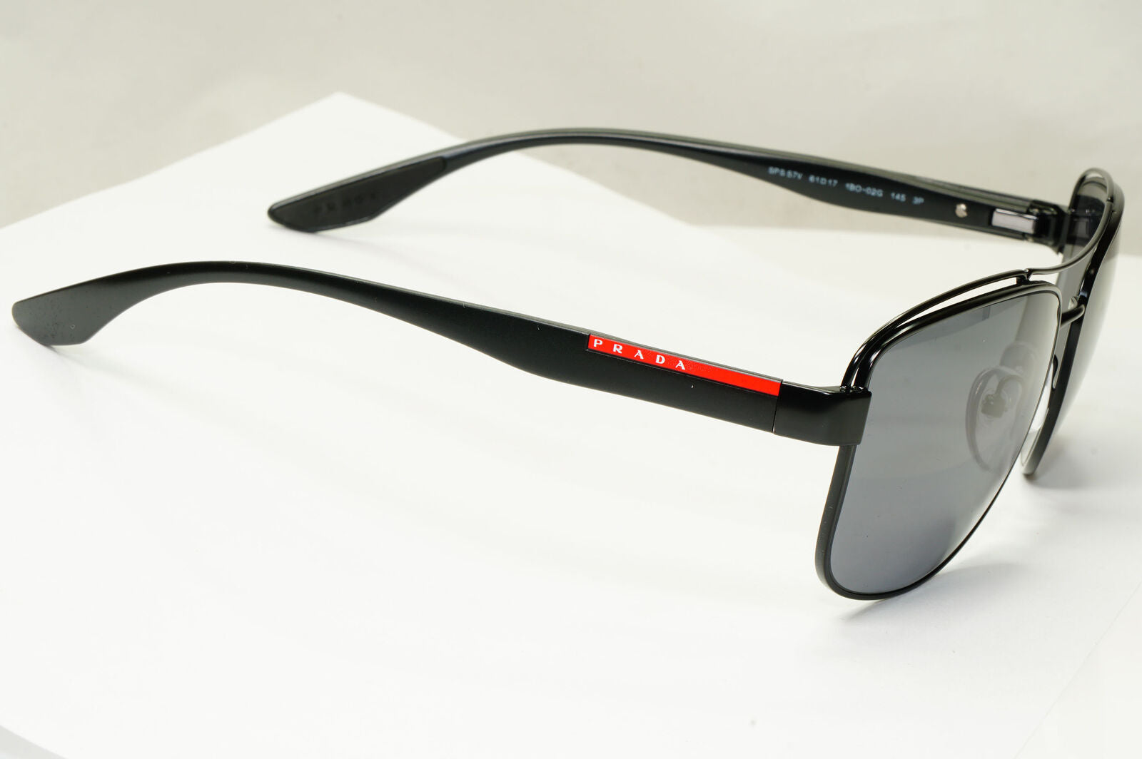 Prada Polarised Sunglasses Black Grey Pilot Metal PS57VS SPS 57V 1BO-02G