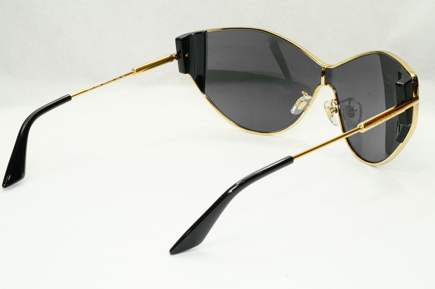 Versace Sunglasses Black Shield Gold Medusa Visor MOD 2239 1002/87