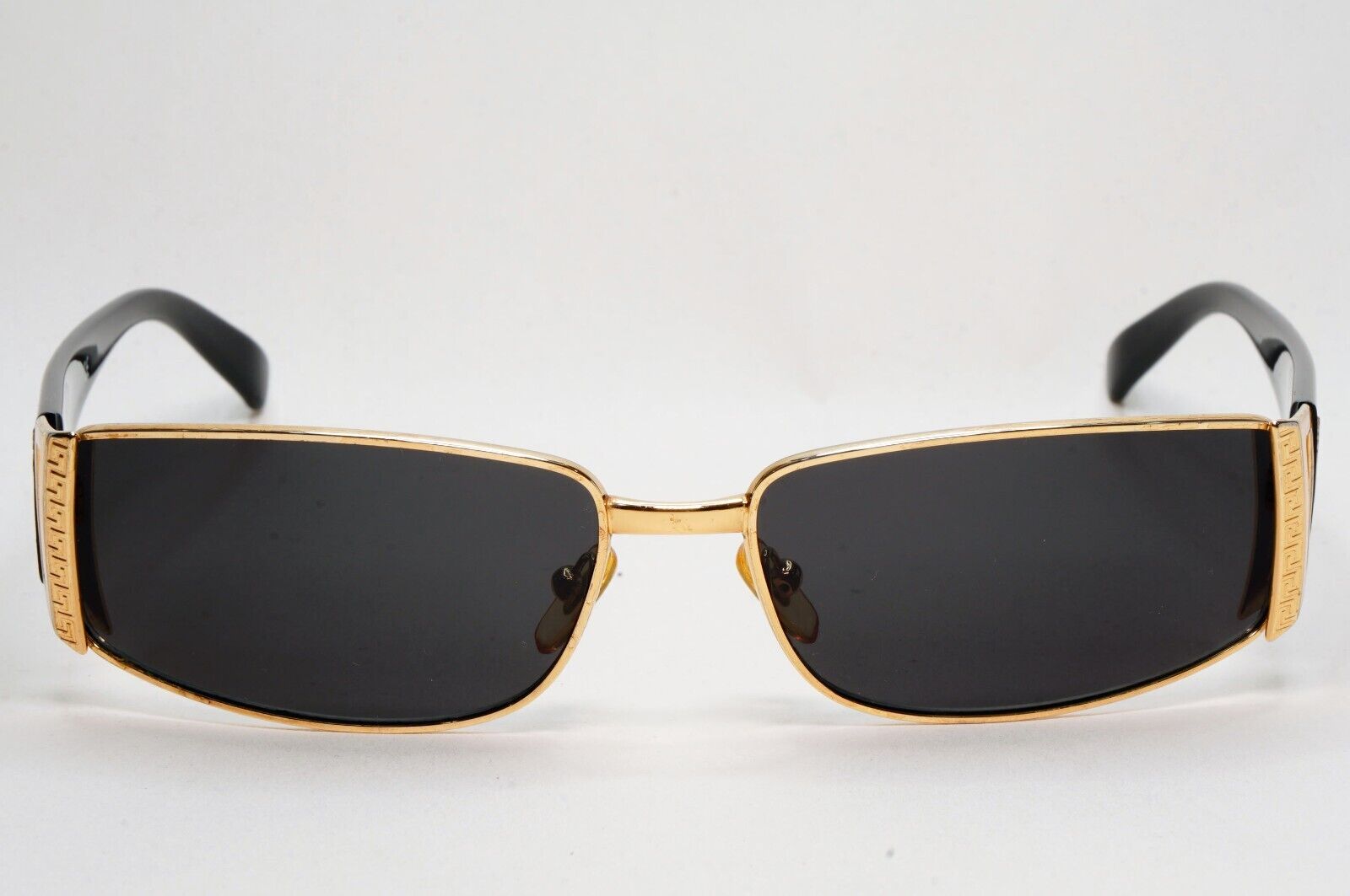 Versace Sunglasses 2003 Vintage Gold Black Rectangle MOD 2021 1002/13 081024