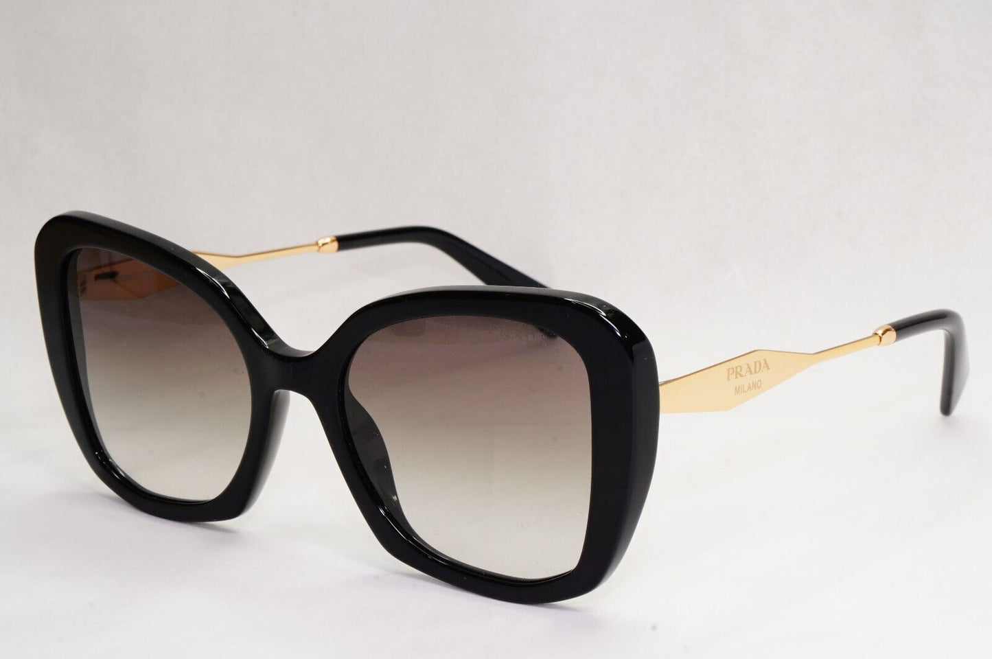 Prada Sunglasses Black Gold Square Grey Gradient Milano PR03YS SPR 03Y 1AB-0A7