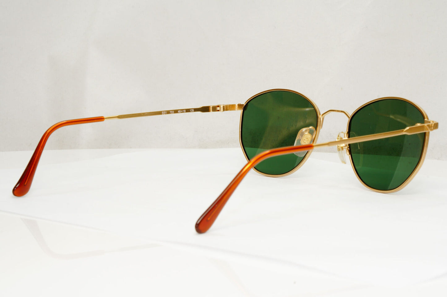 Emporio Armani Sunglasses 1997 Vintage Gold Green Metal Round 031 703 48mm B