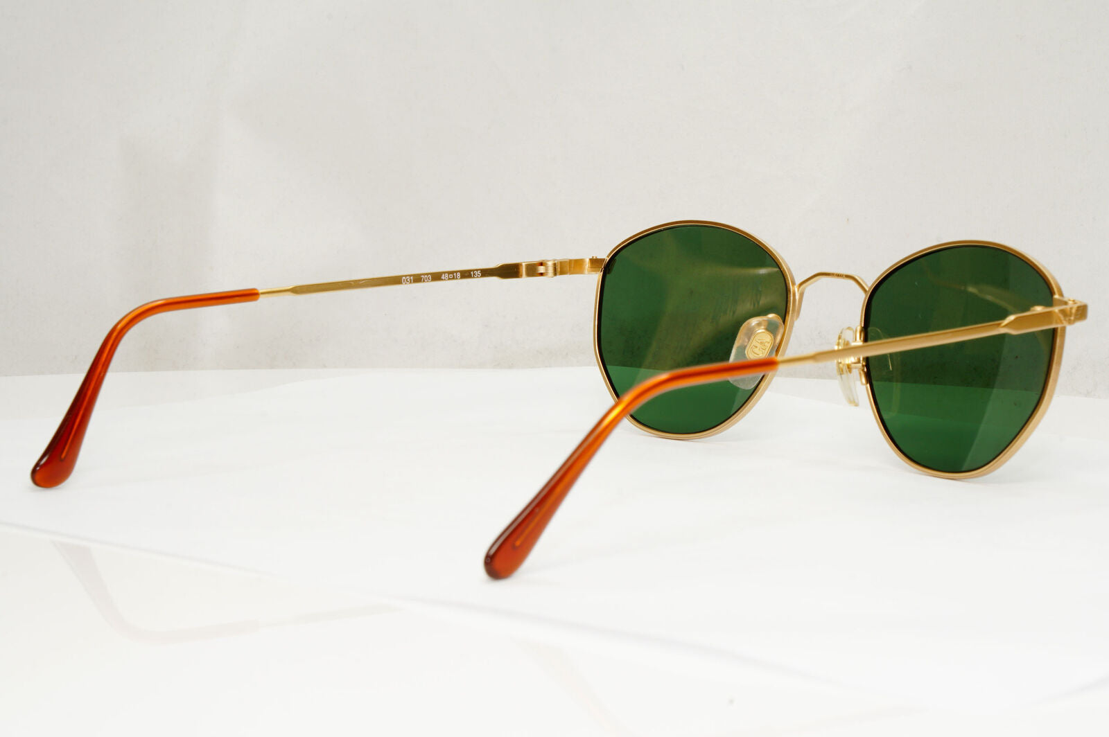 Emporio Armani Sunglasses 1997 Vintage Gold Green Metal Round 031 703 48mm B