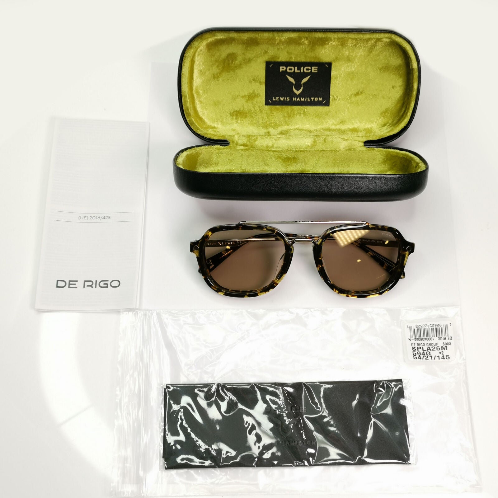 Police Lewis Hamilton F1 Sunglasses Brown Gold Marble 54mm 05 SPL A26 COL 594G
