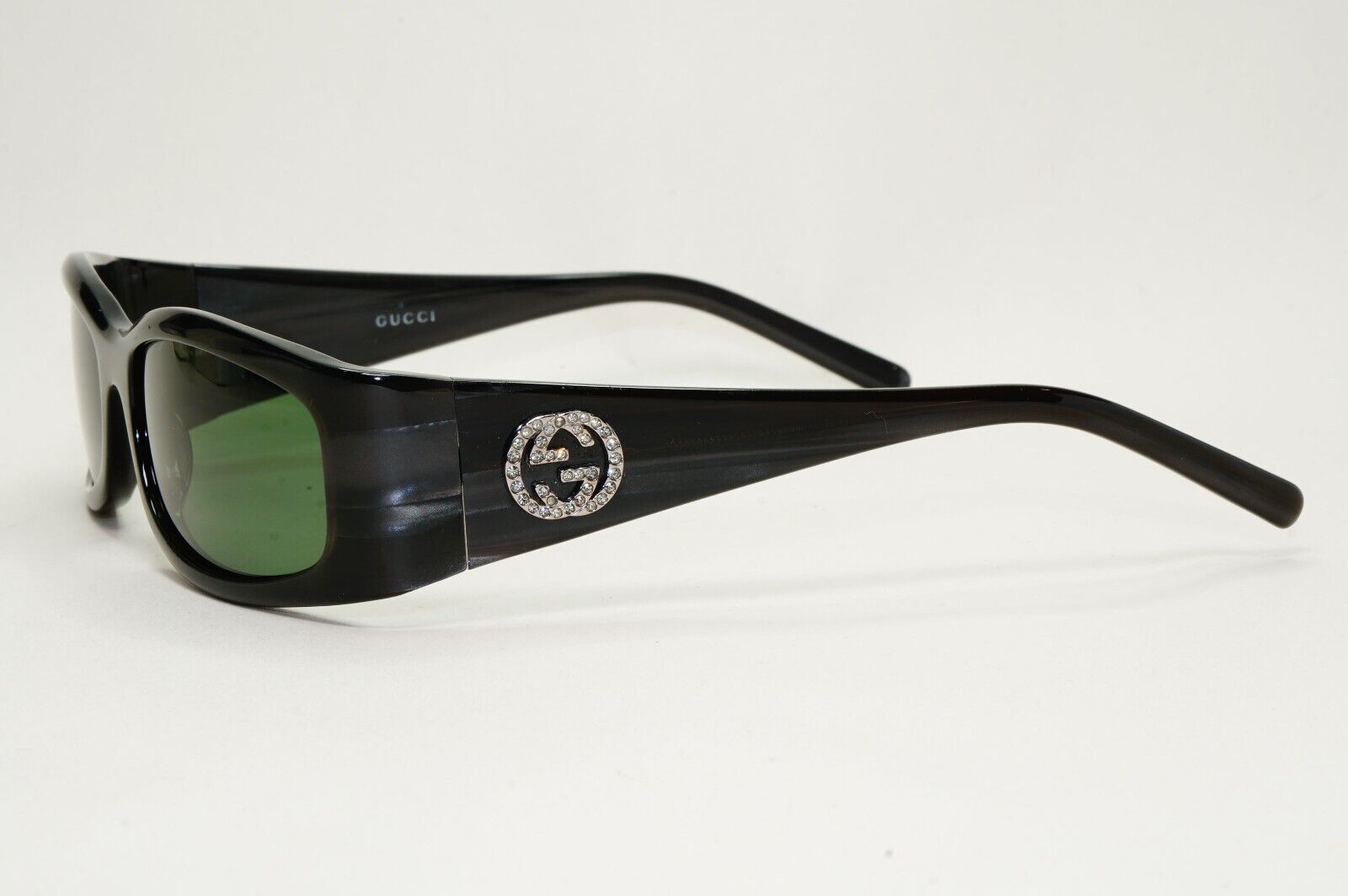 Gucci Sunglasses 1999 Vintage Grey Green Rectangle Crystal GG 2526/S AD7 051124