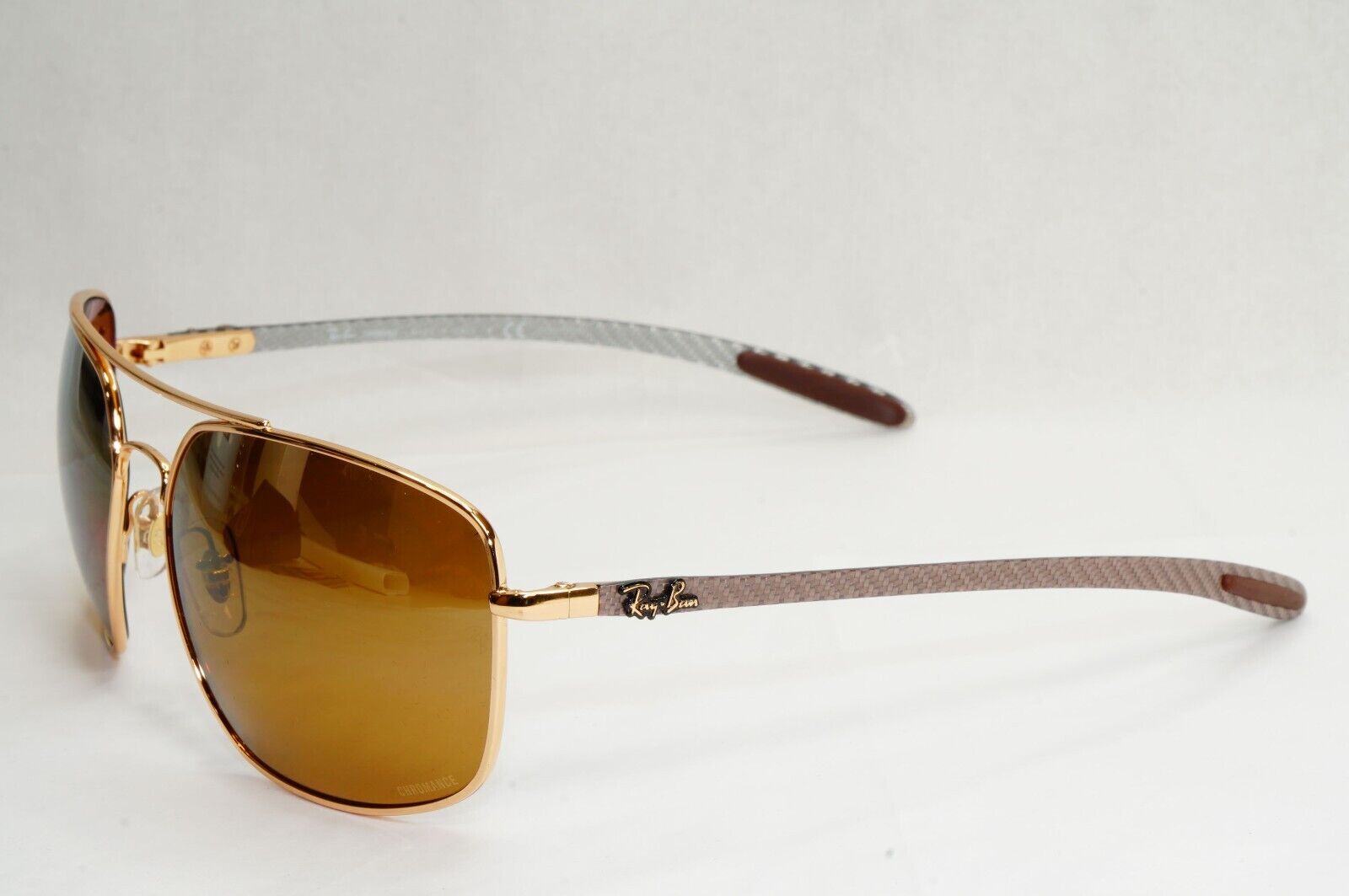 Ray-Ban Sunglasses Carbon Fibre Gold Chromance Polarized Brown RB 8332 CH 001/A3