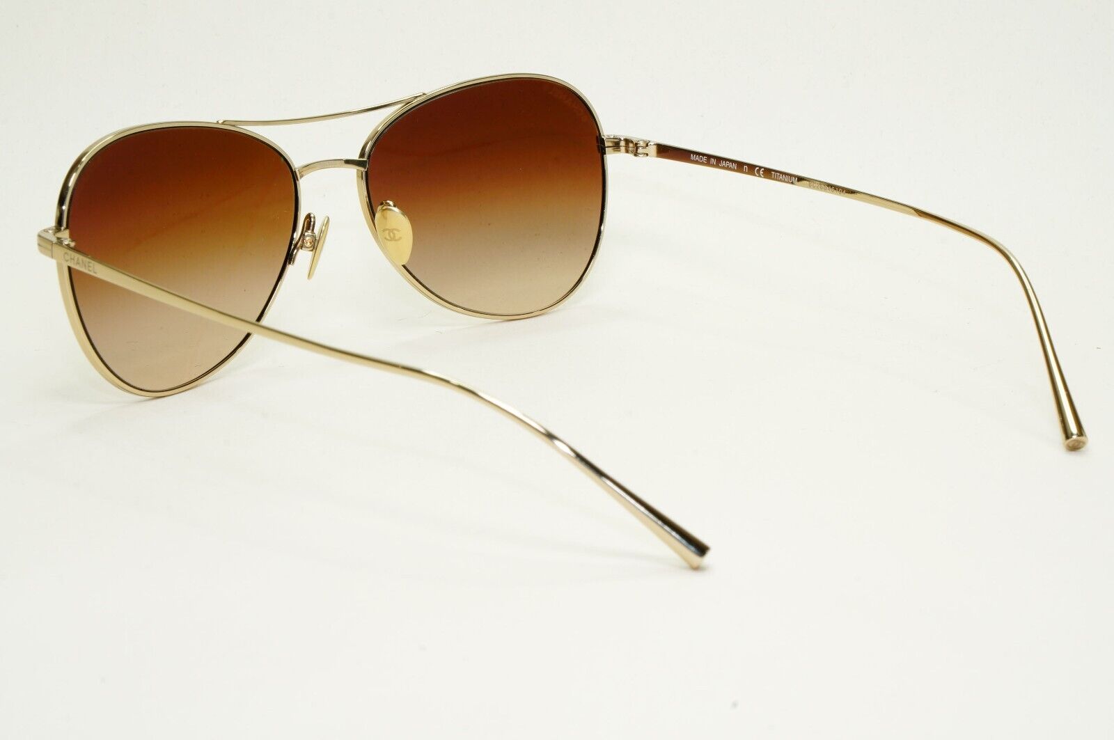 Chanel Sunglasses Titanium Gold Pilot Brown Gradient Metal 4259-T c.395/S5 56mm