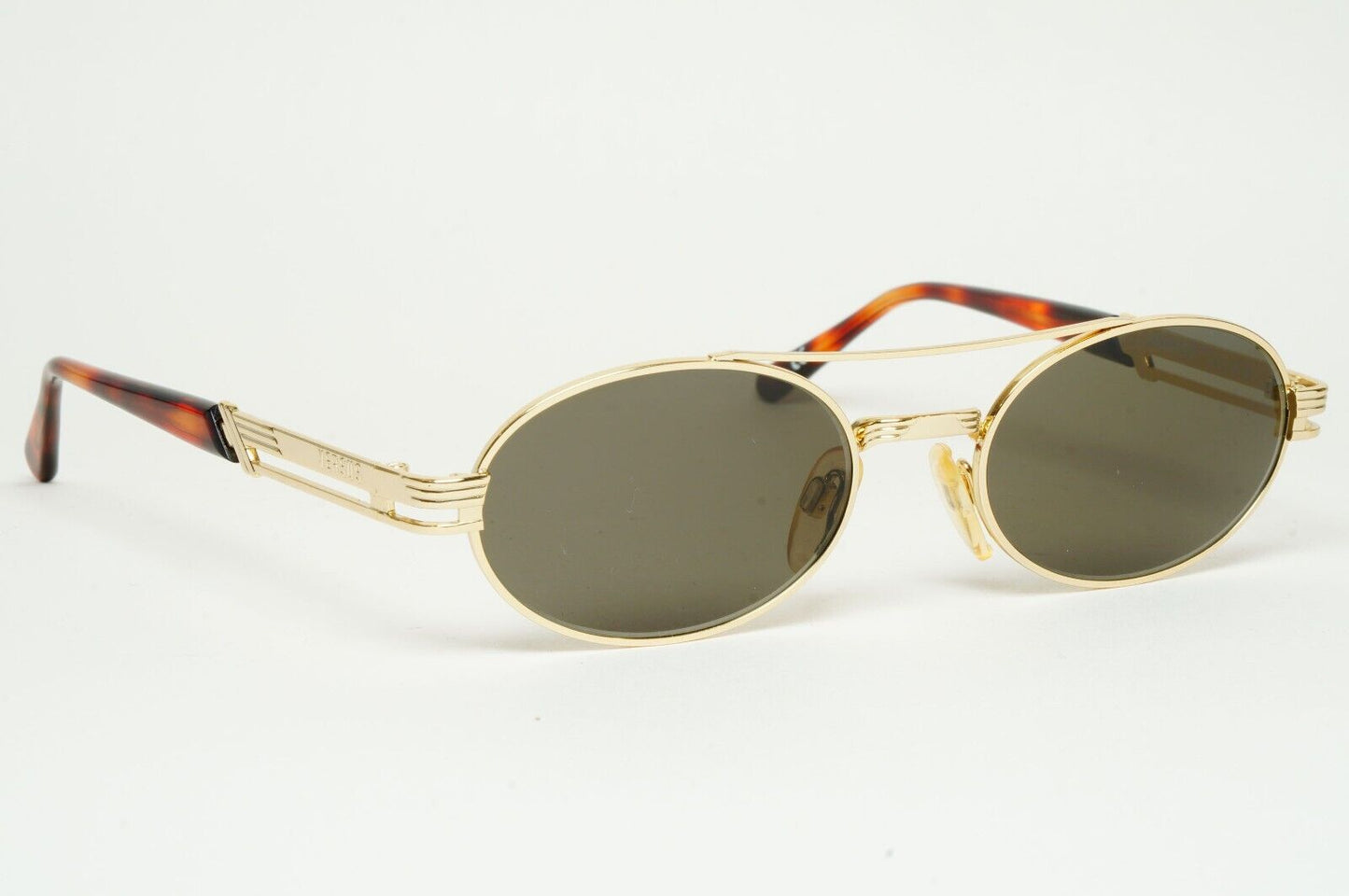 Versus Sunglasses 1996 by Gianni Versace Vintage Gold Grey Oval MOD F23 COL 030