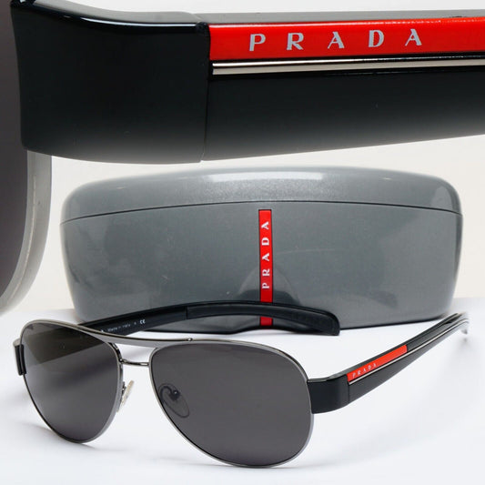Prada Sunglasses 2010 Vintage Black Gunmetal Pilot PS51LS SPR 51L 5AV-9P1 100225