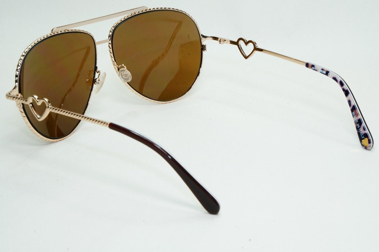 Moschino Sunglasses 2005 Vintage Gold Brown Pilot Heart Unisex MO538 02 101124