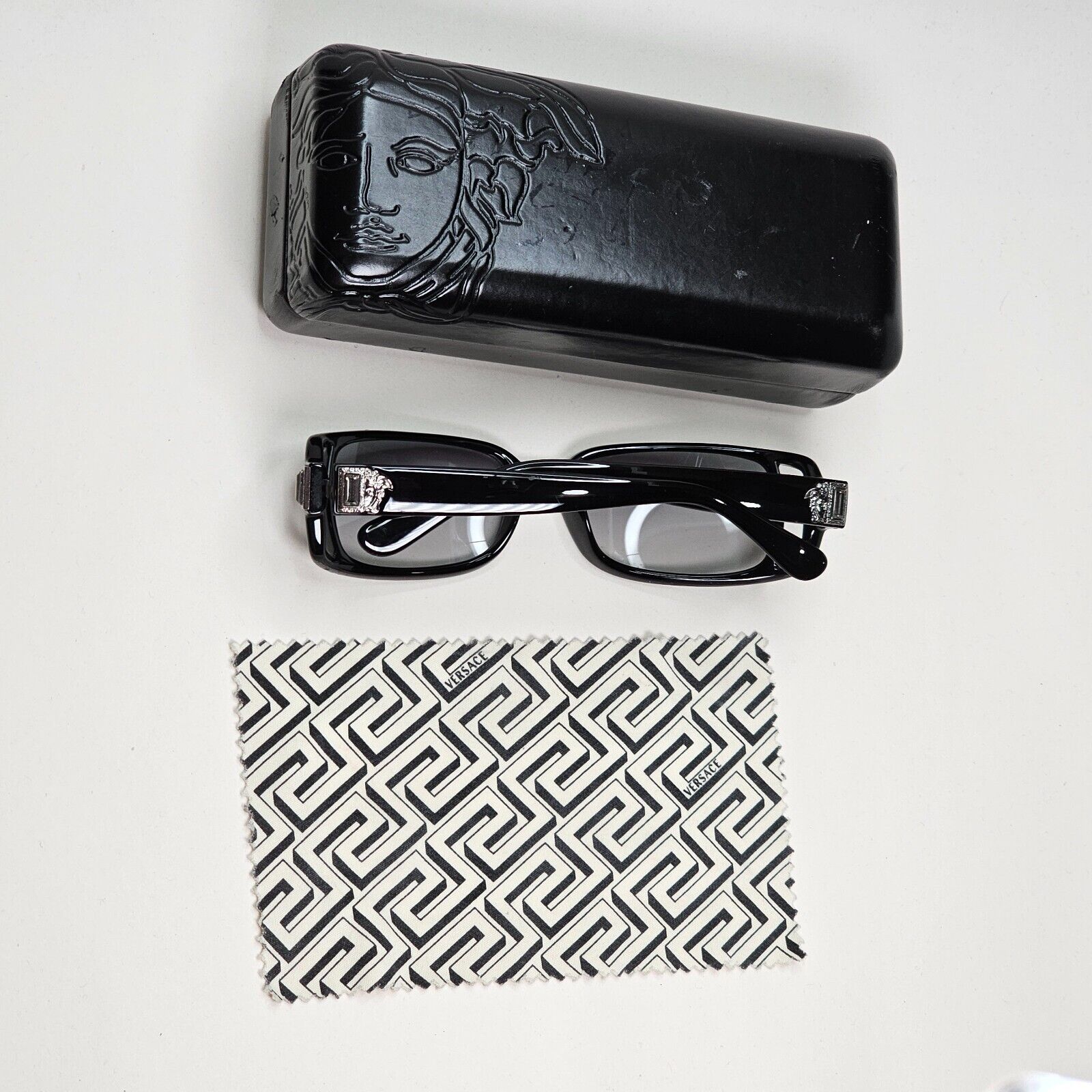Versace Sunglasses 1998 Vintage Black Square Unisex MOD 554-H 852/482 050824