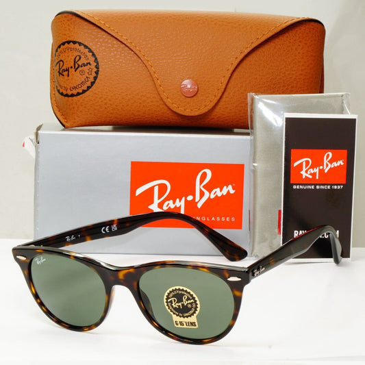 Ray-Ban Sunglasses Wayfarer II Brown Tortoiseshell G15 Green RB 2185 902/31 52mm