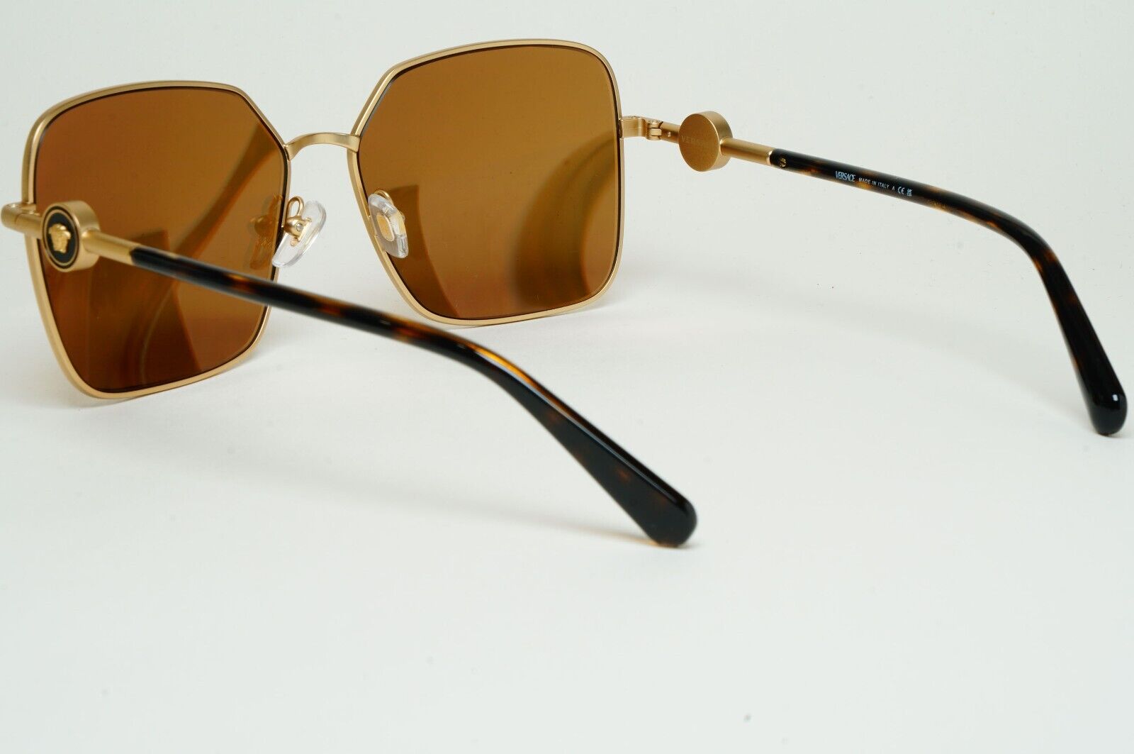 Versace Sunglasses Gold Mirror Brown Square Medusa MOD VE 2227 1410/5A 59mm