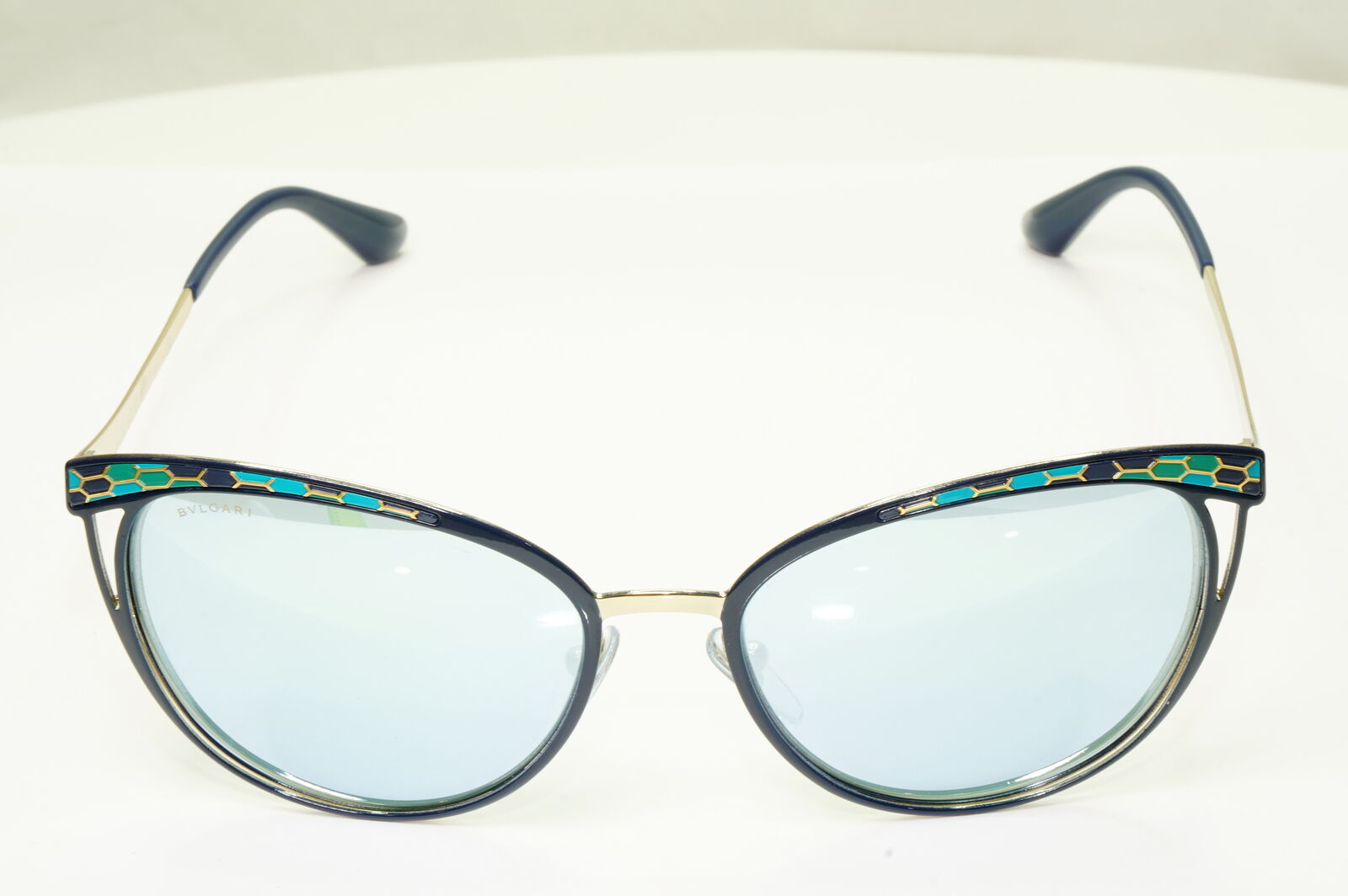 Bvlgari Mirror Gold Blue Sunglasses Square Green Scales BV 6083 2020/6J 050822