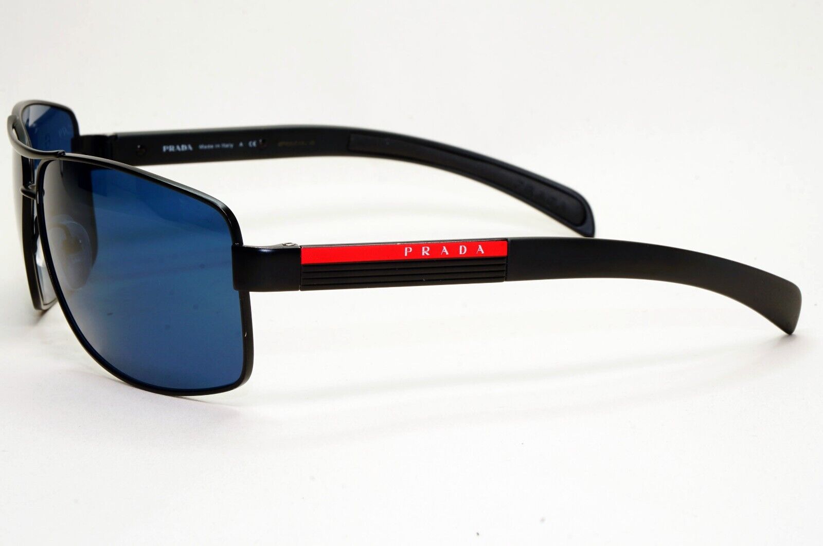Prada Sunglasses Black Matte Blue Wrap Navigator PS54IS SPS 54I 1BO-1A1 210924