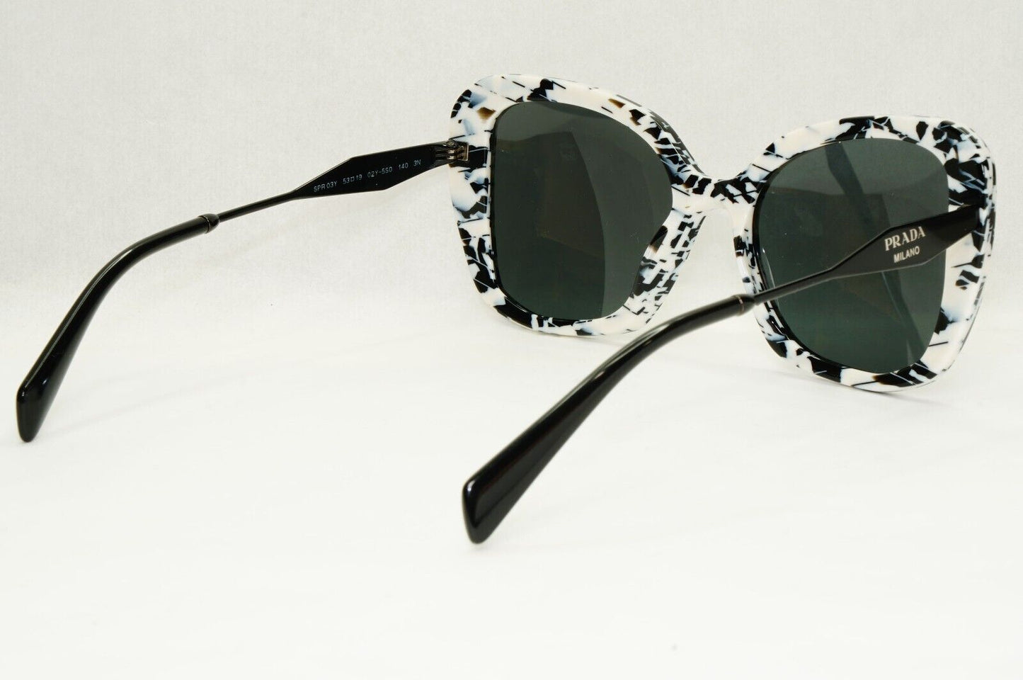 Prada Sunglasses White Black Marble Talc Abstract Grey PR03YS SPR 03Y 02Y-5S0