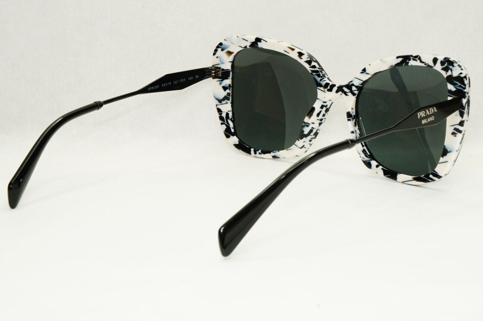Prada Sunglasses White Black Marble Talc Abstract Grey PR03YS SPR 03Y 02Y-5S0