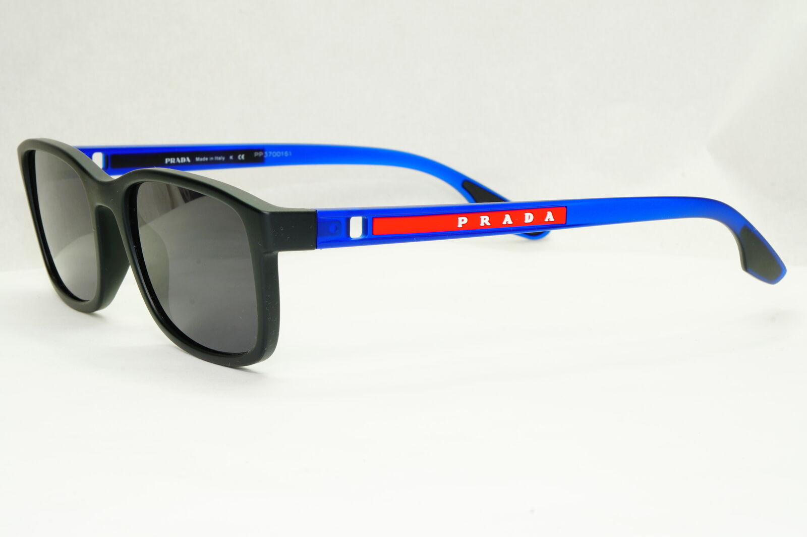 Prada Sunglasses Black Blue Square Rectangle PS09OV VPS 09O 15C-1O1 55mm 080623