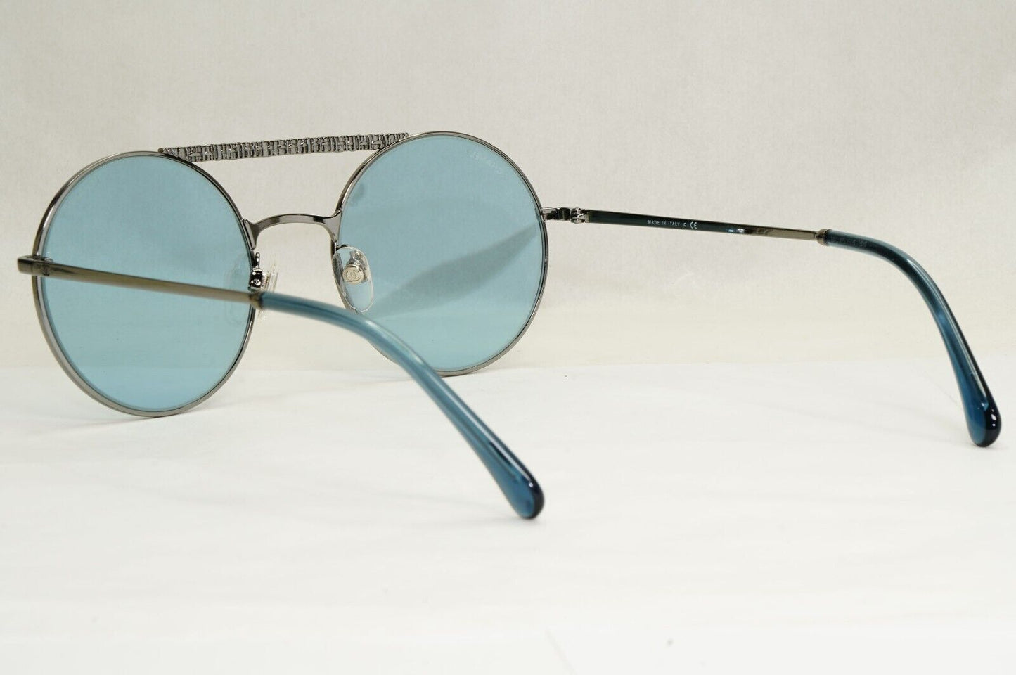 Chanel Sunglasses Blue Grey Gunmetal Round Pilot Metal 4232 c.108/65 200324