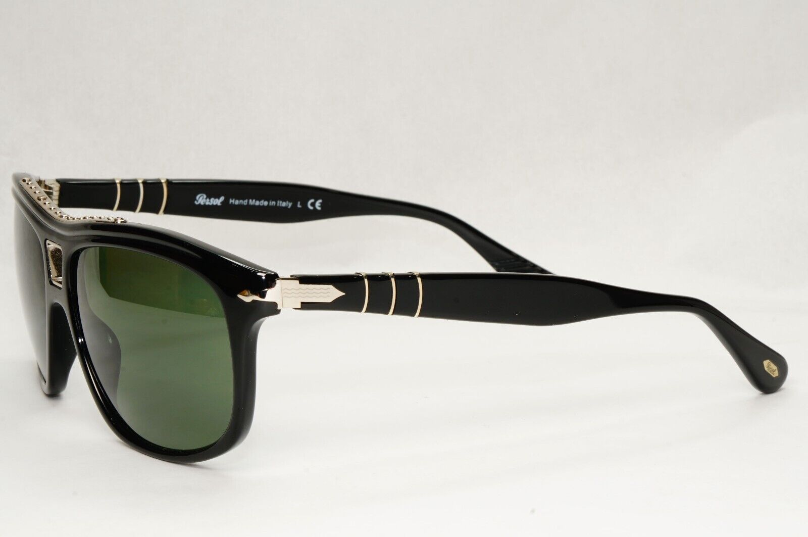 Persol Sunglasses 2011 Roadster Black Silver Glossy Green Lens 3009-S 95/31 58mm