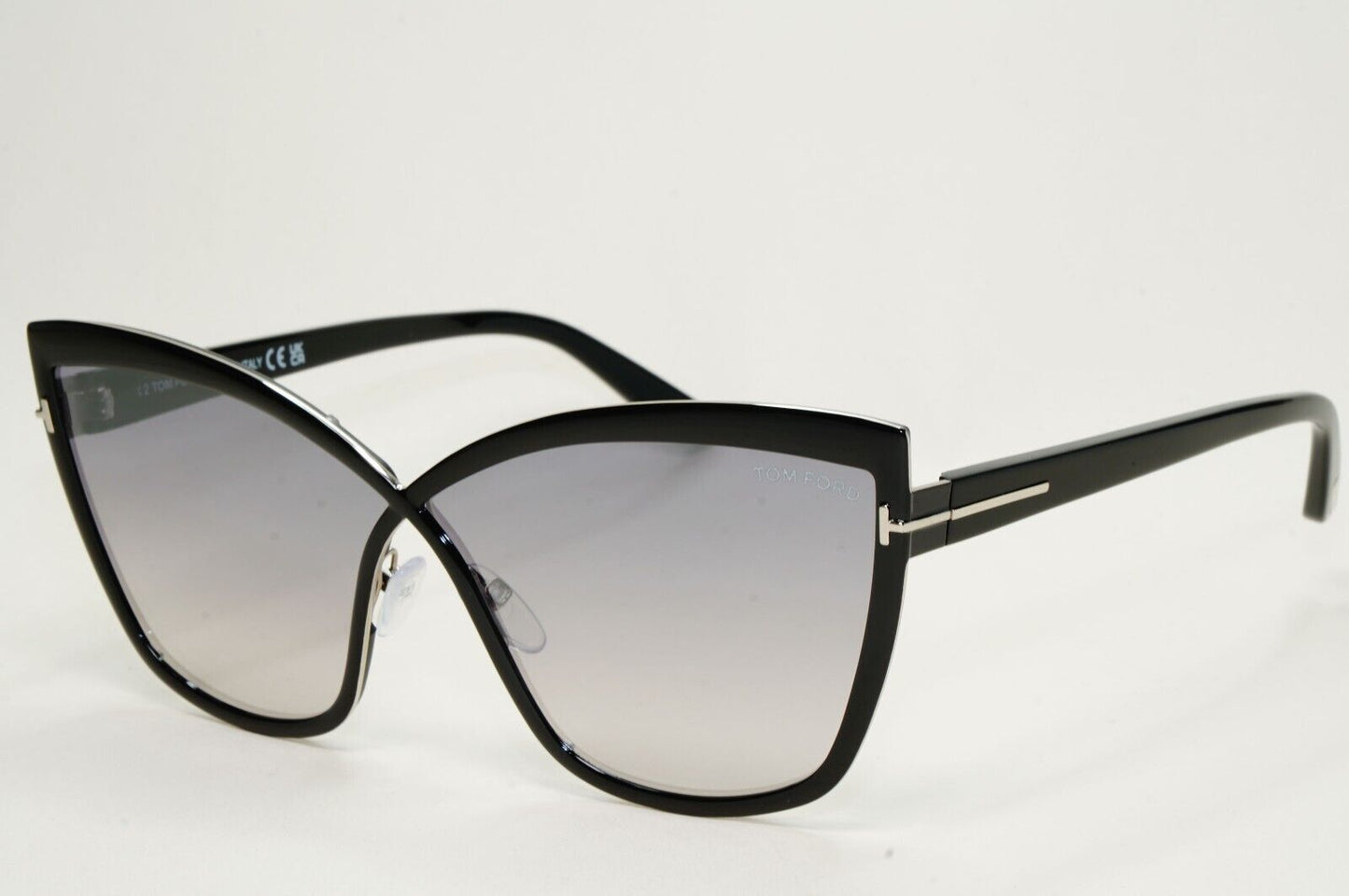 Tom Ford Sunglasses Sandrine-02 Black Smoke Mirror Cat Eye FT0715 TF 715 01C
