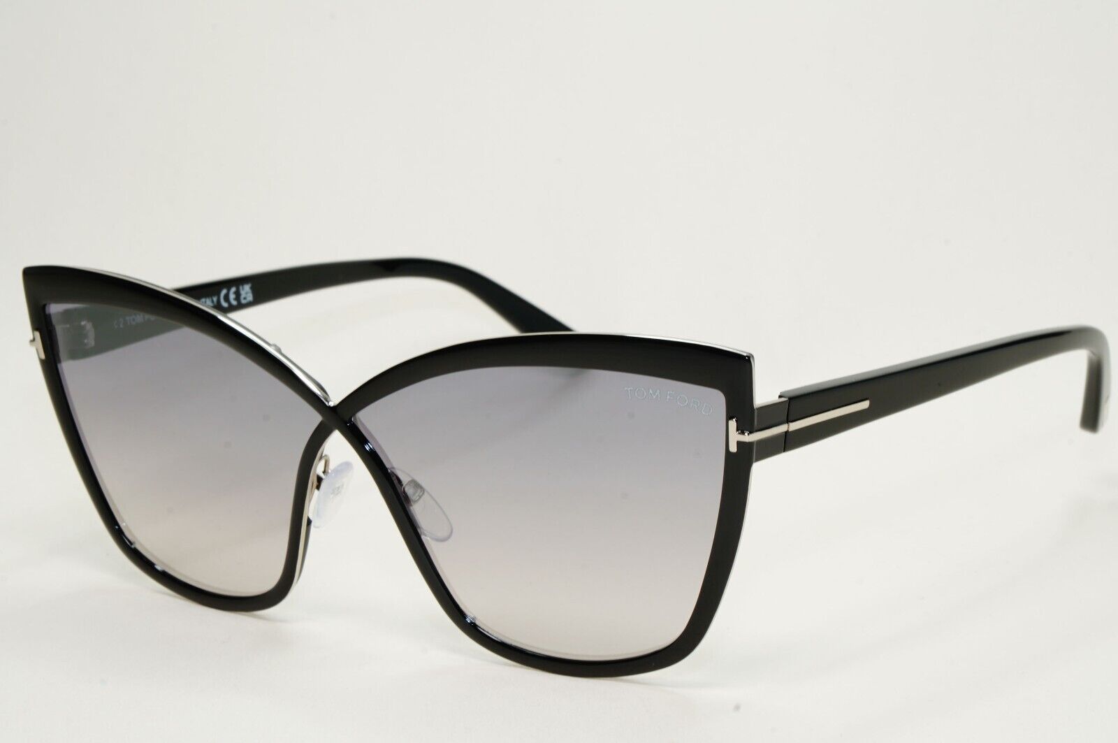 Tom Ford Sunglasses Sandrine-02 Black Smoke Mirror Cat Eye FT0715 TF 715 01C